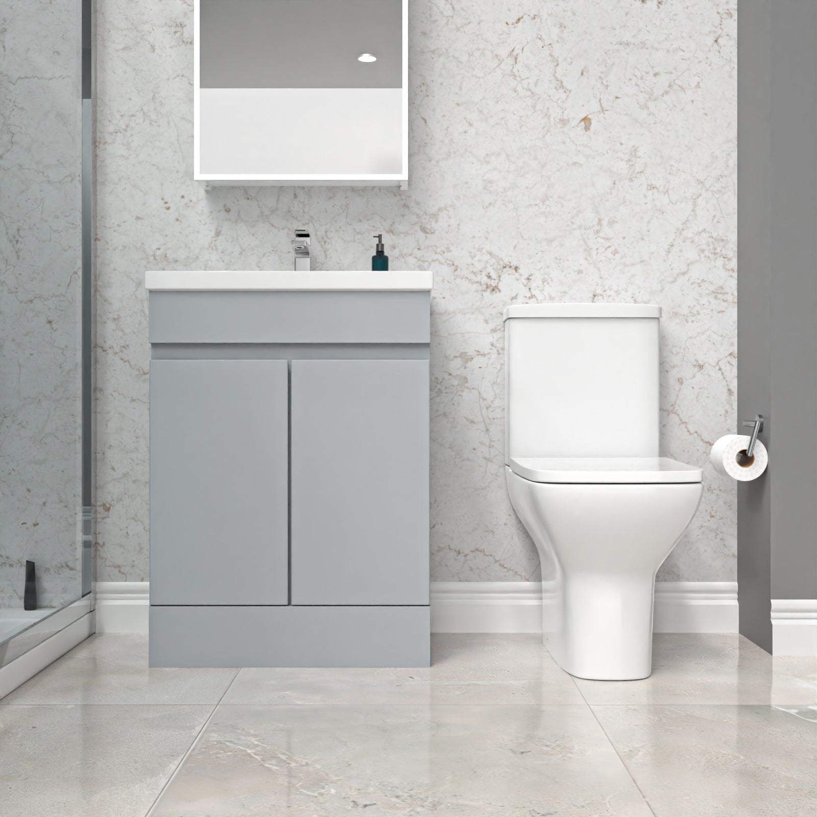 Alaska 600mm Matte Grey Basin Vanity & Rimless Close Coupled toilet