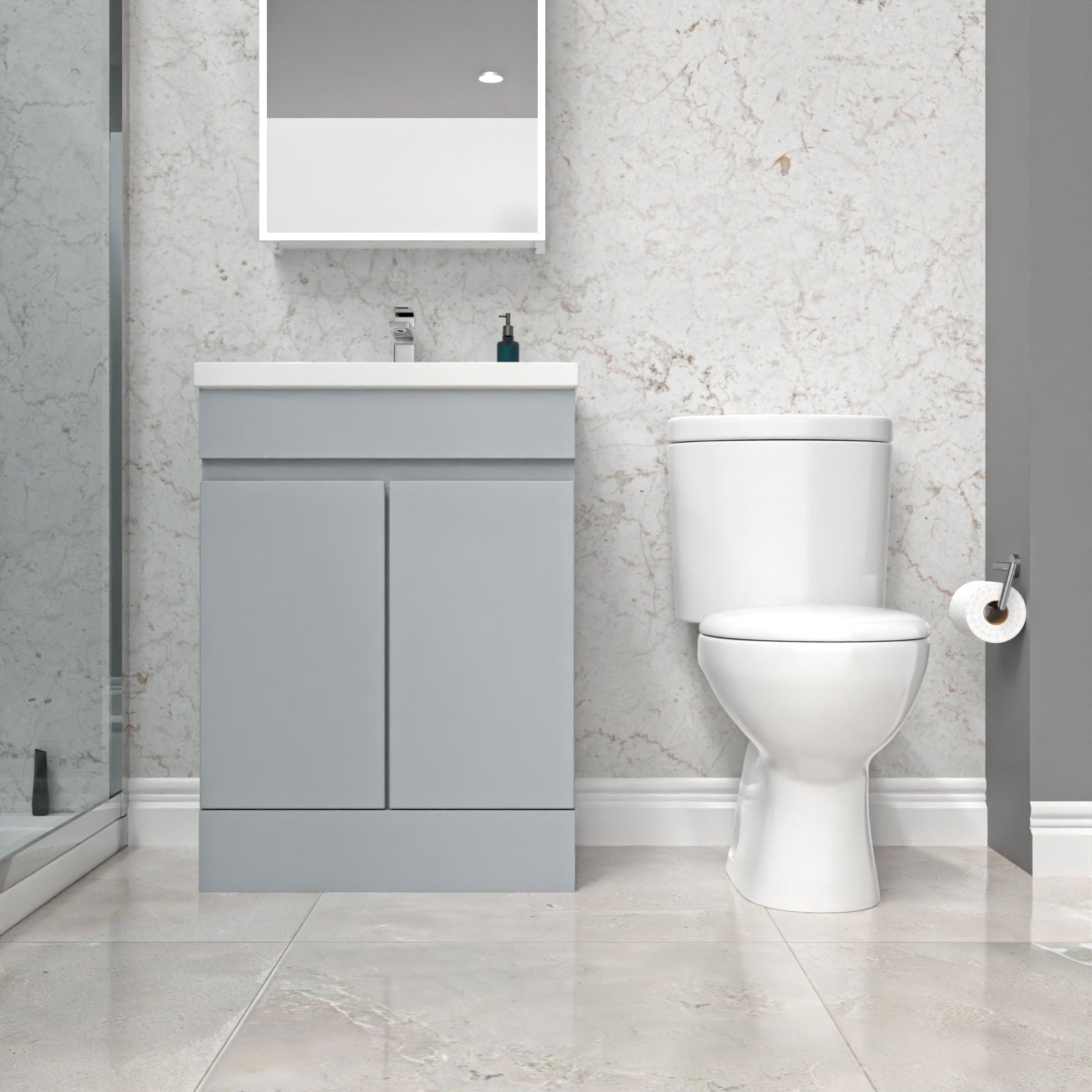 Alaska 600mm Matte Grey Basin Vanity & Close Coupled Toilet