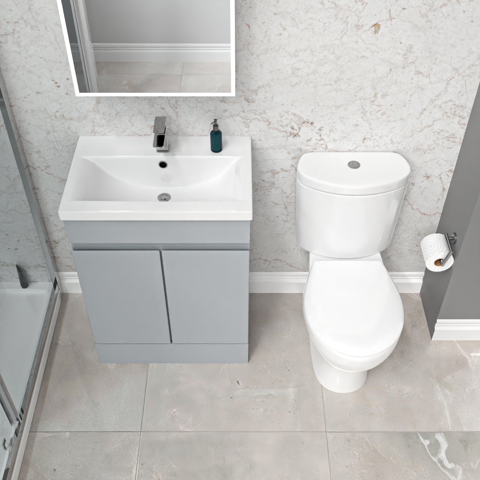 Alaska 600mm Matte Grey Basin Vanity & Close Coupled Toilet