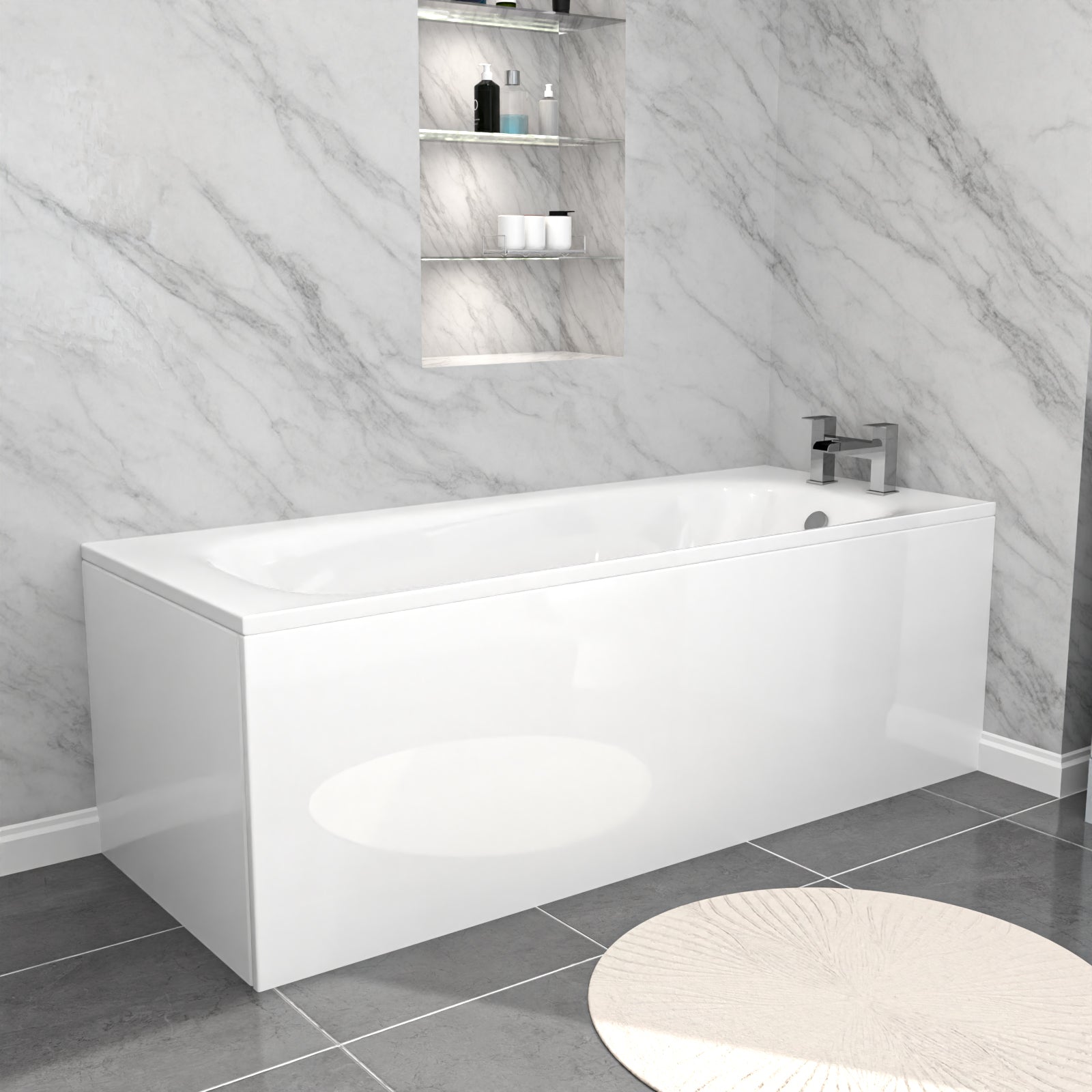 Alaska 1700mm Bath, Matte Grey Basin Vanity & Close Coupled Toilet