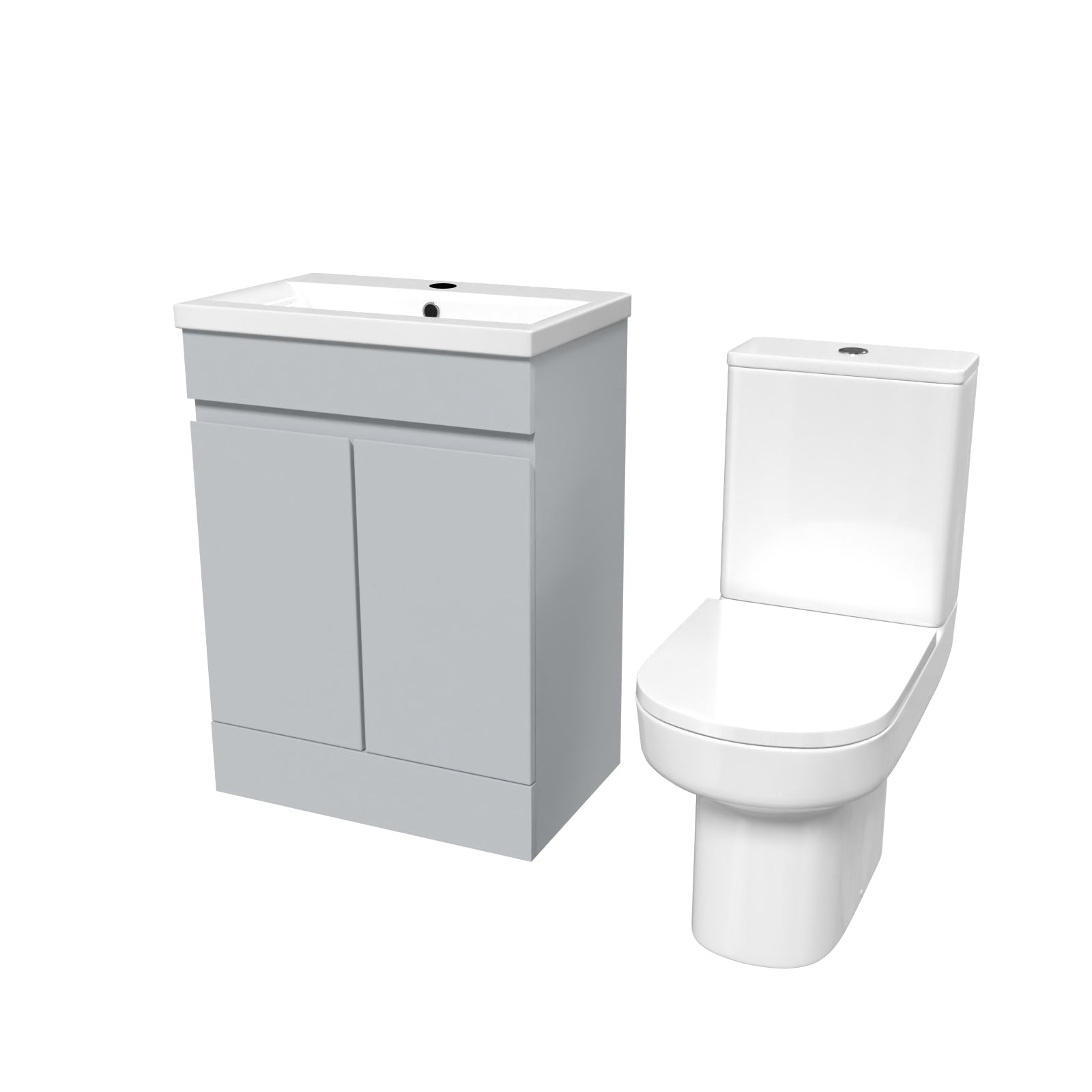 Alaska 600mm Matte Grey Basin Vanity & Close Coupled Toilet White