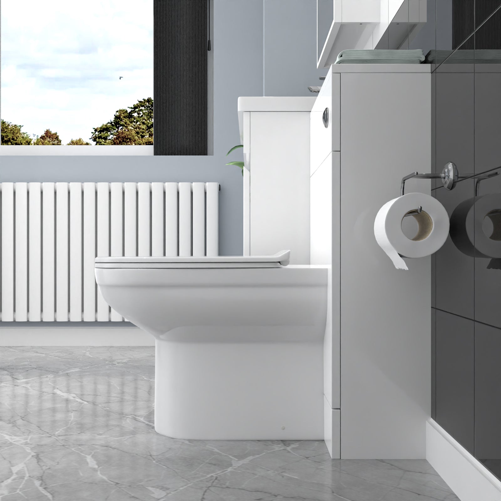 Alaska White Floor Standing 600mm Vanity Unit 2 Door with WC Unit & BTW Toilet