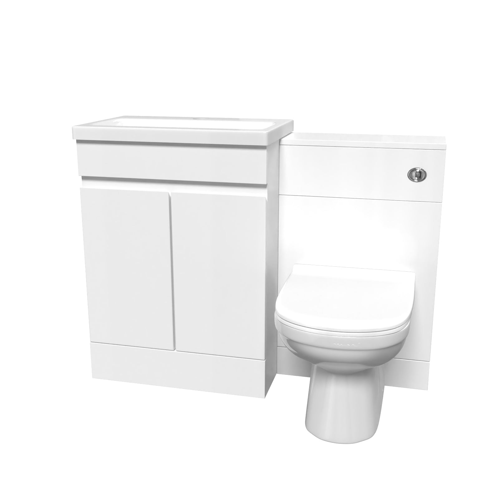 Alaska White Floor Standing 600mm Vanity Unit 2 Door with WC Unit & BTW Toilet