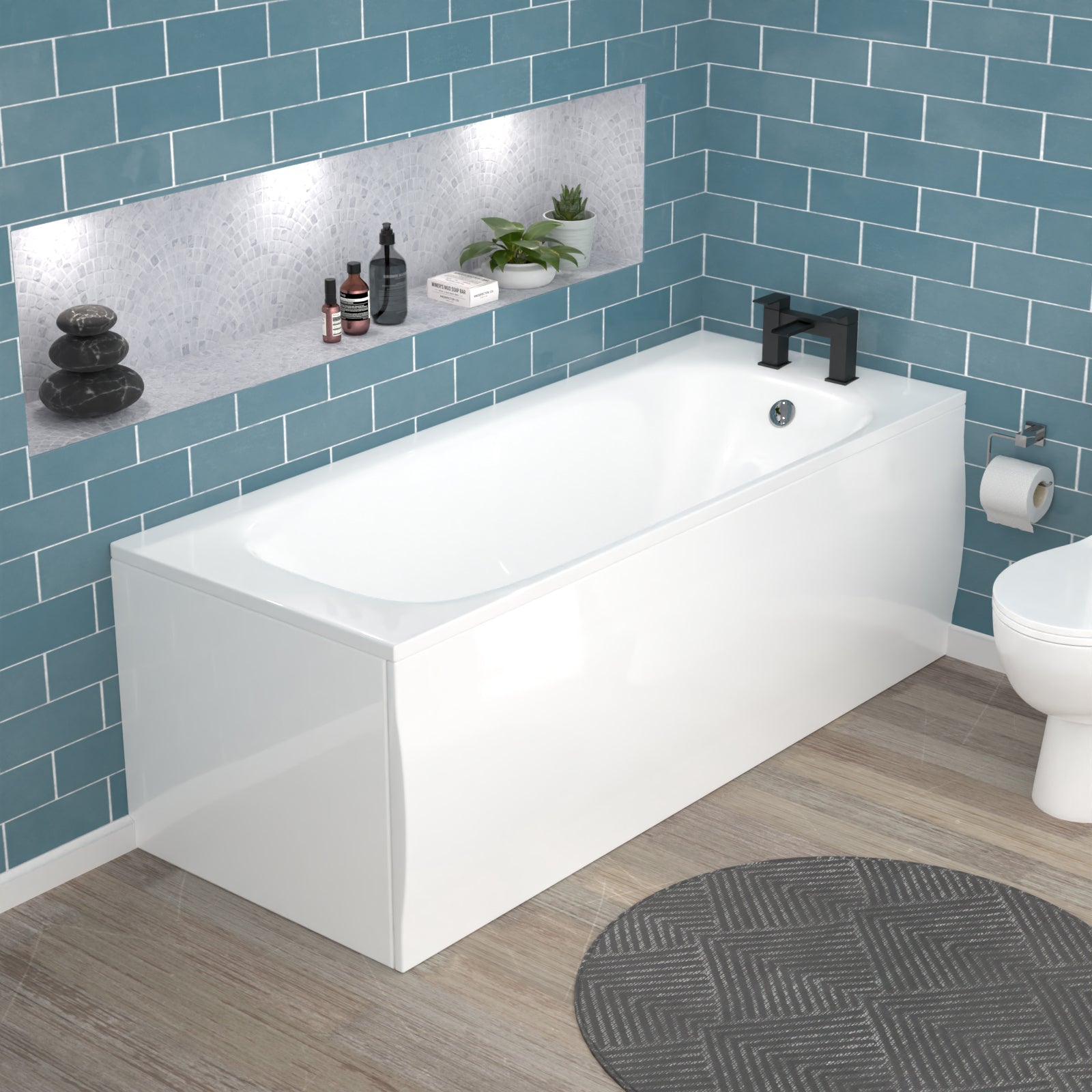 Alaska 1700mm Round Bath,600mm Freestanding Basin Vanity,Close Coupled Toilet
