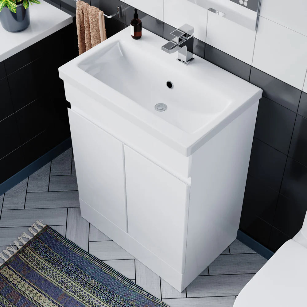 Alaska 600mm Gloss White Basin Vanity & Close Coupled Toilet