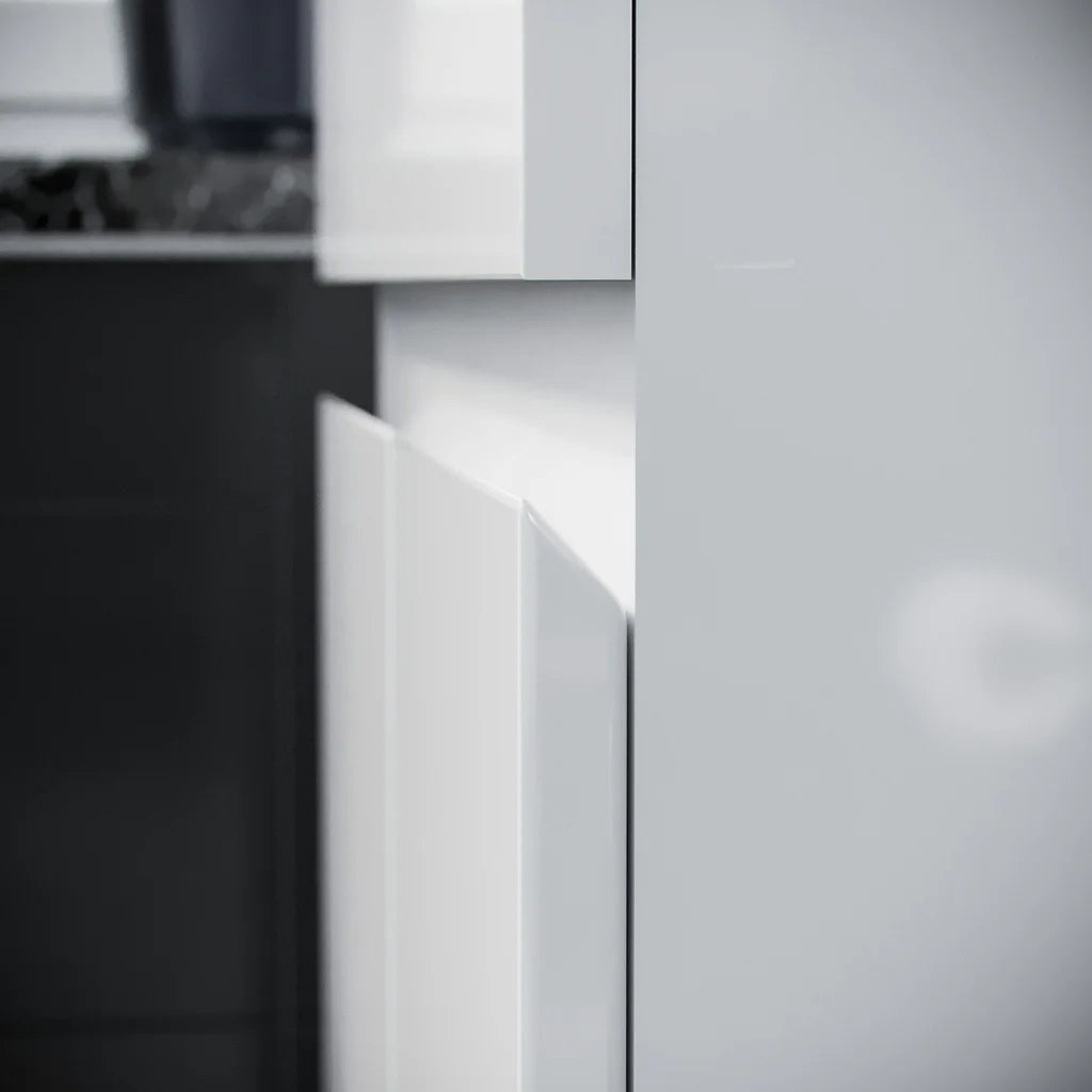 Alaska Flat Pack 600mm Gloss White Basin Vanity & Theo Close Coupled Rimless Toilet Set