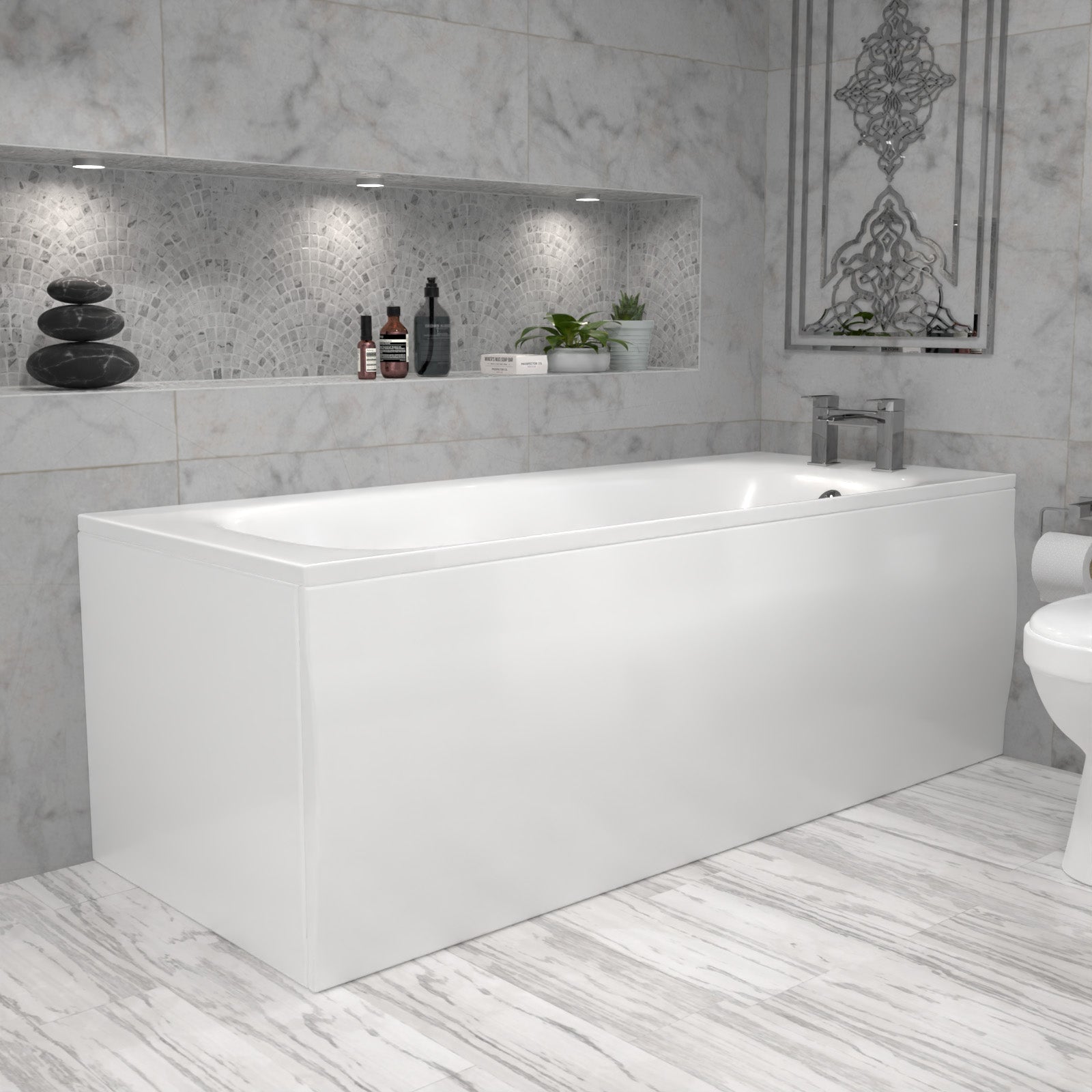 Alaska 1700mm Round Bath,Freestanding Basin Vanity 2 Drawer,Close Coupled Toilet