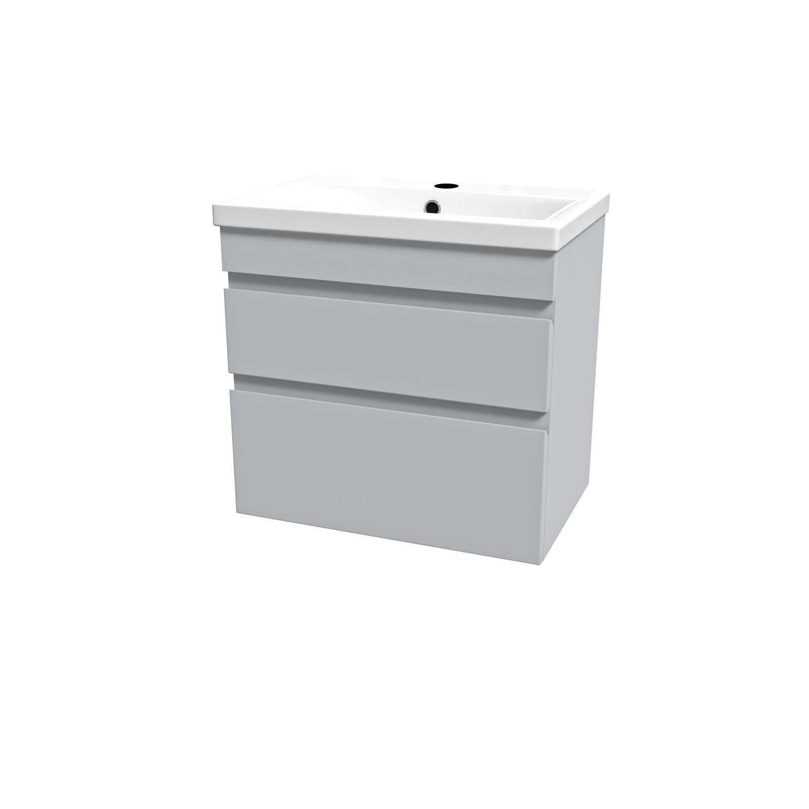 Alaska Matt Grey 600mm 2 Drawer Wall Hung Vanity Cabinet and Basin Sink Unit
