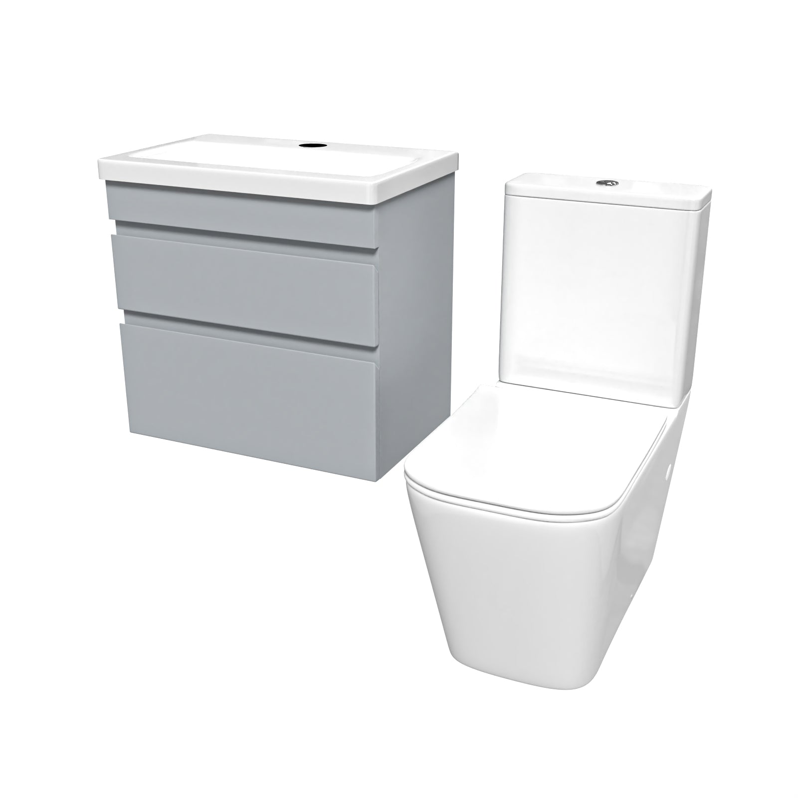 Alaska 600mm Matte Grey Wall Hung Drawers Vanity & Close Coupled Toilet