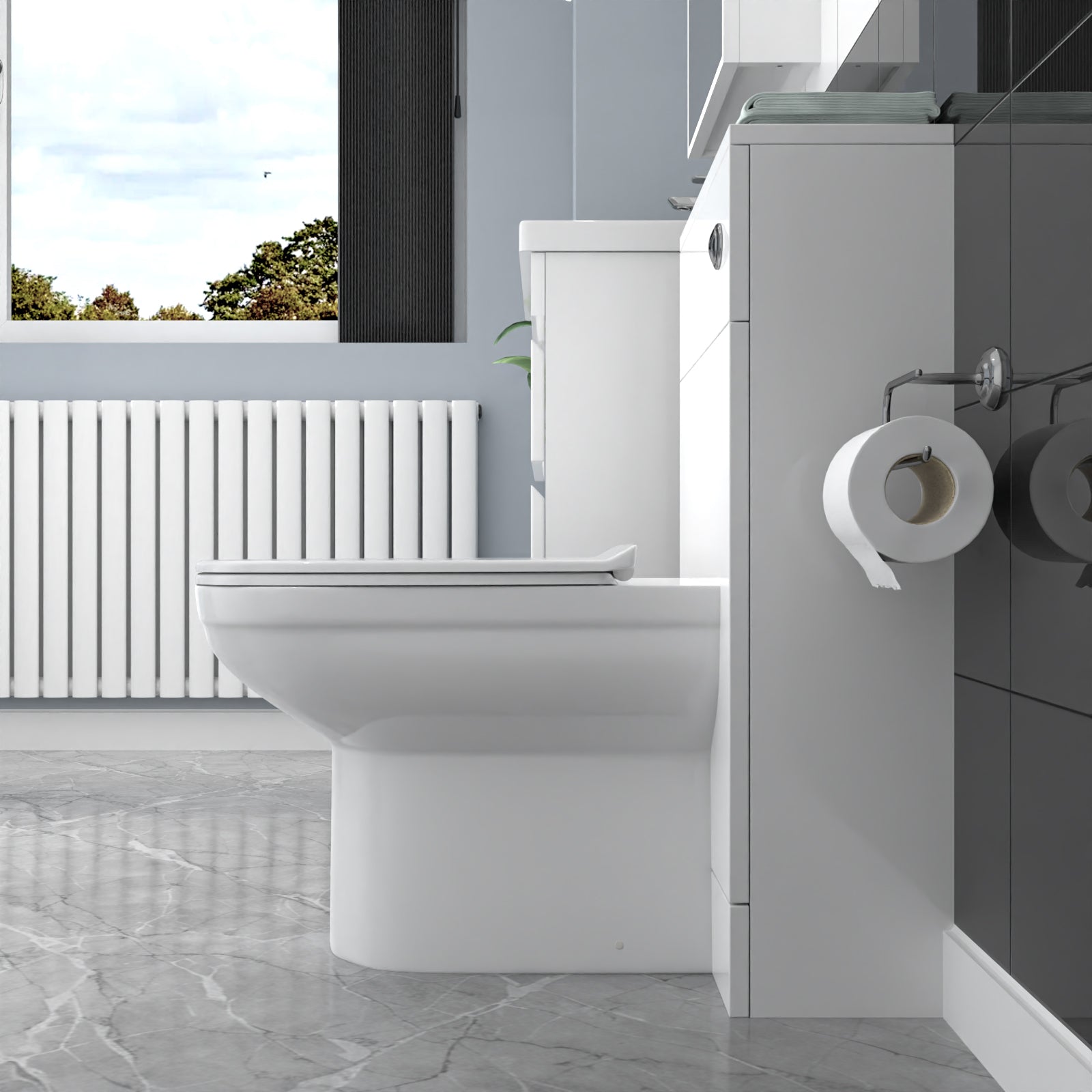 Alaska White Wall Hung 600mm Vanity Unit 2 Drawer with WC Unit & BTW Toilet