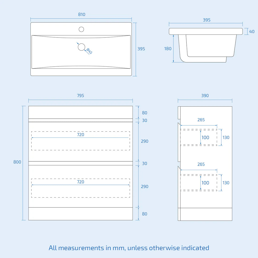 Alaska 800mm Matte Grey Handleless Drawers Basin Vanity Close Coupled Toilet
