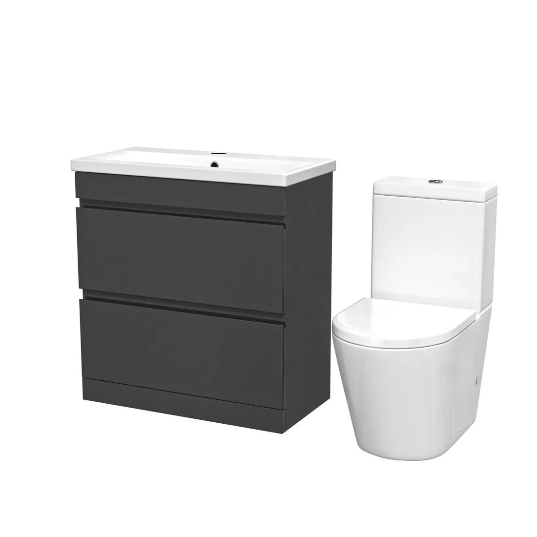Alaska 800mm Dark Grey Handleless Drawers Basin Vanity Close Coupled Toilet