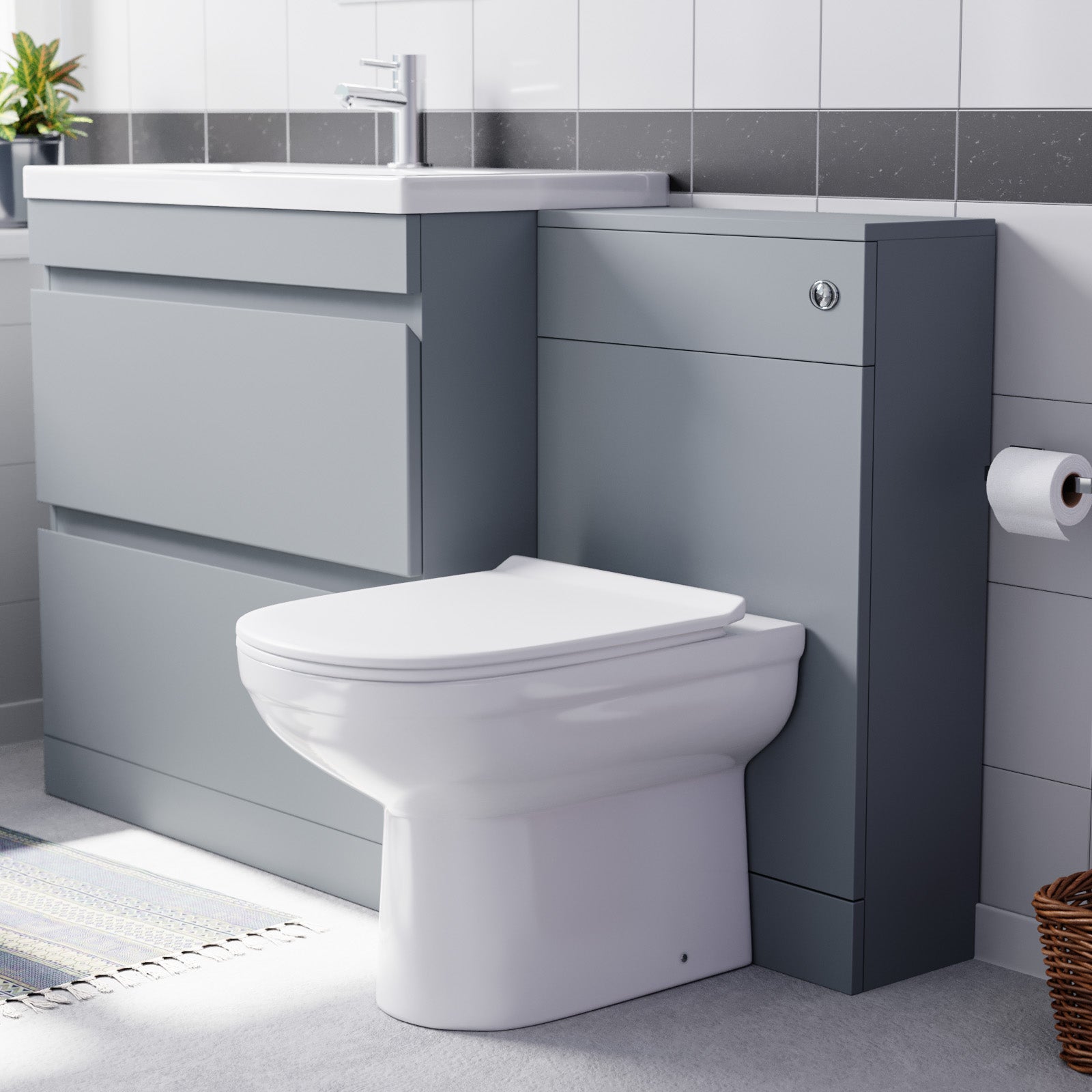 Alaska Matte Grey Freestanding 800mm Drawers Vanity, WC Unit & BTW Toilet