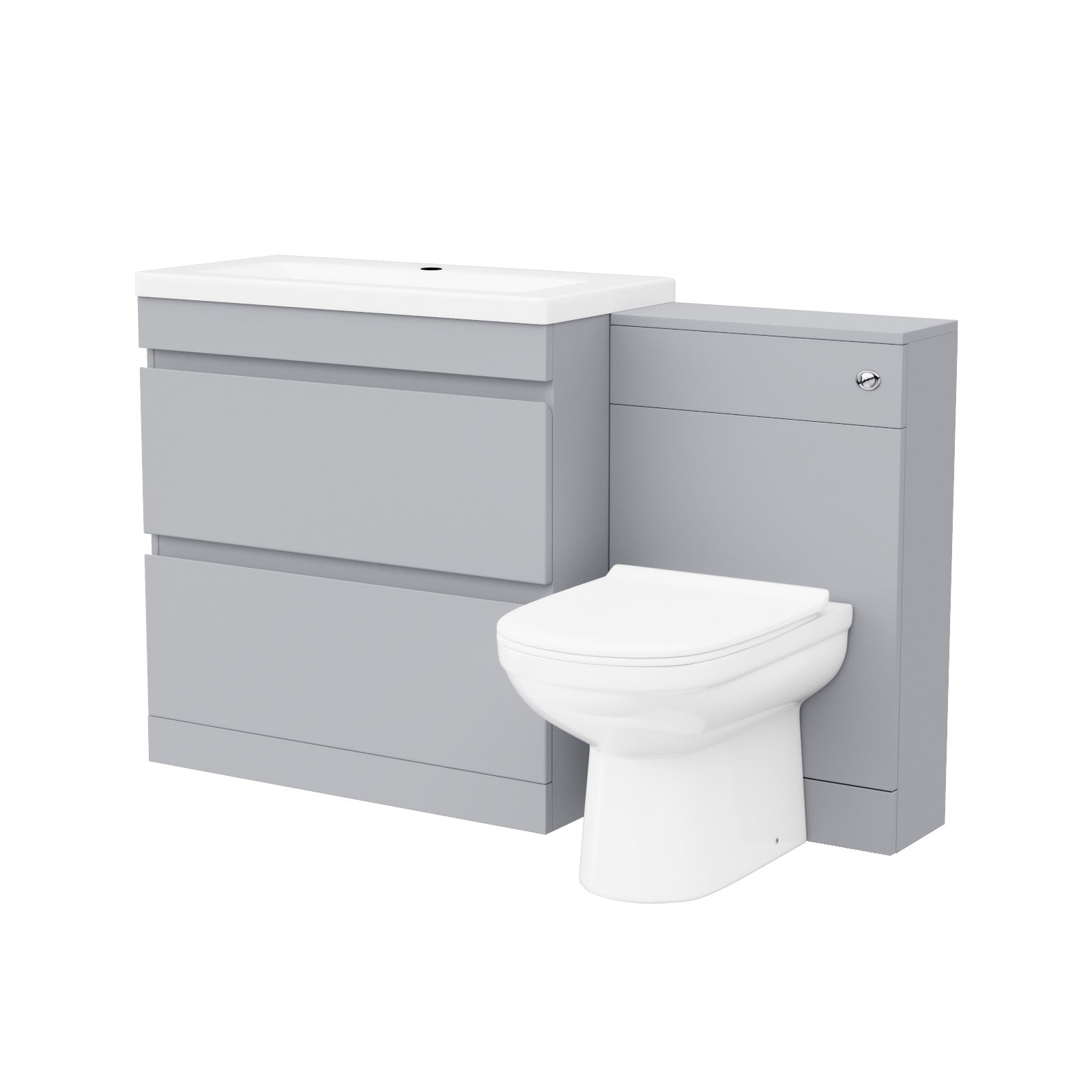 Alaska Matte Grey Freestanding 800mm Drawers Vanity, WC Unit & BTW Toilet
