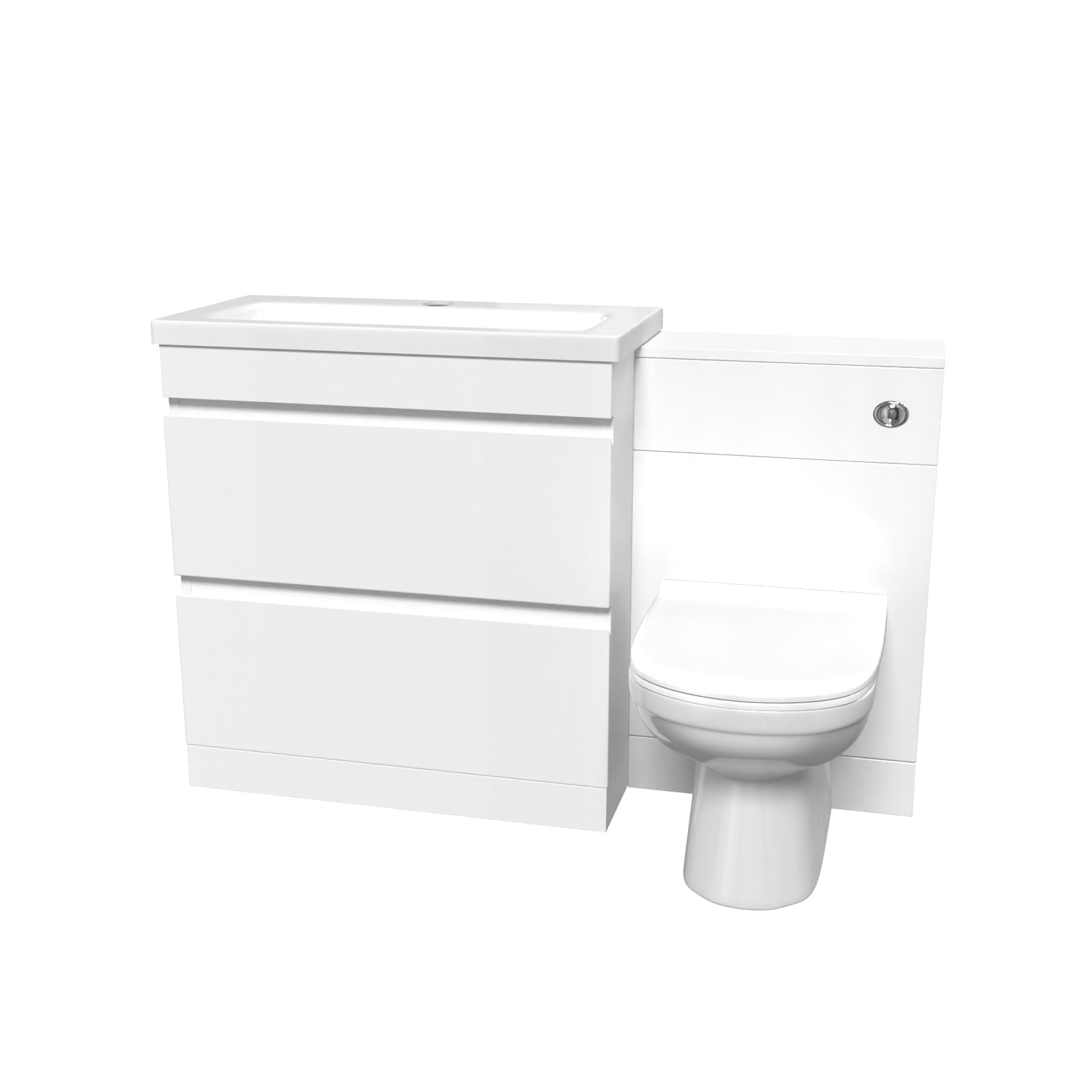 Alaska White Floor Standing 800mm Vanity Unit 2 Drawers WC Unit & BTW Toilet