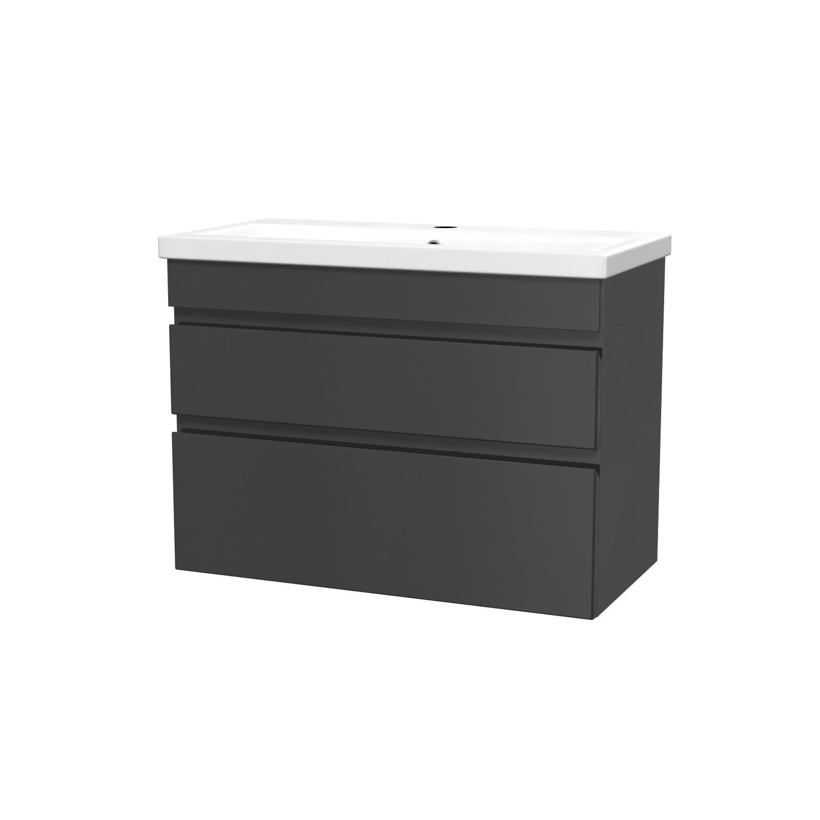 Alaska Wall Hung Dark Grey 800mm 2 Drawers Vanity Unit & Basin Sink