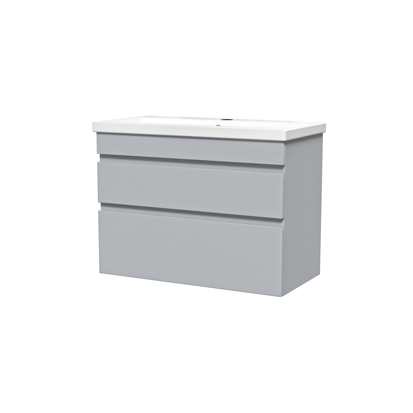 Alaska Wall Hung Matte Grey 800mm 2 Drawers Vanity Unit & Basin Sink