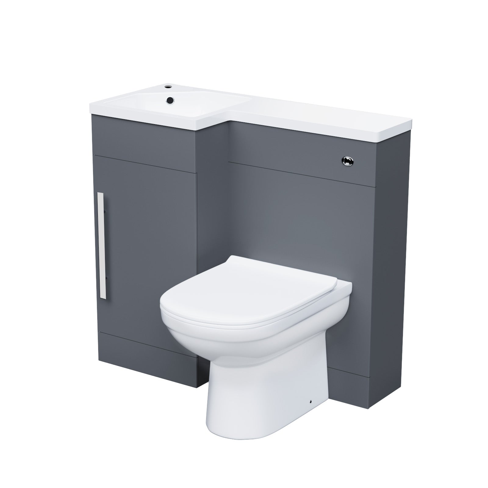 Alaska 900mm Left Hand Matt Grey Basin Vanity, WC Unit & Back To Wall Toilet