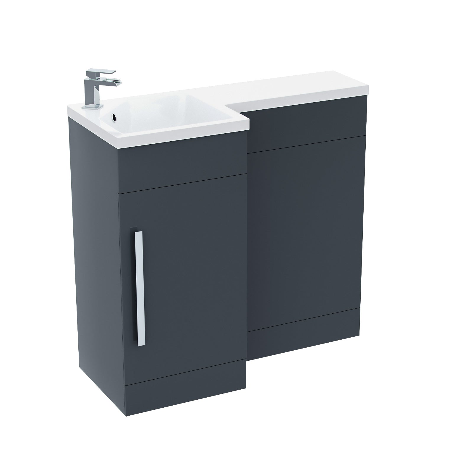 Alaska 900mm L Shape Bathroom Basin Vanity & WC Unit Grey