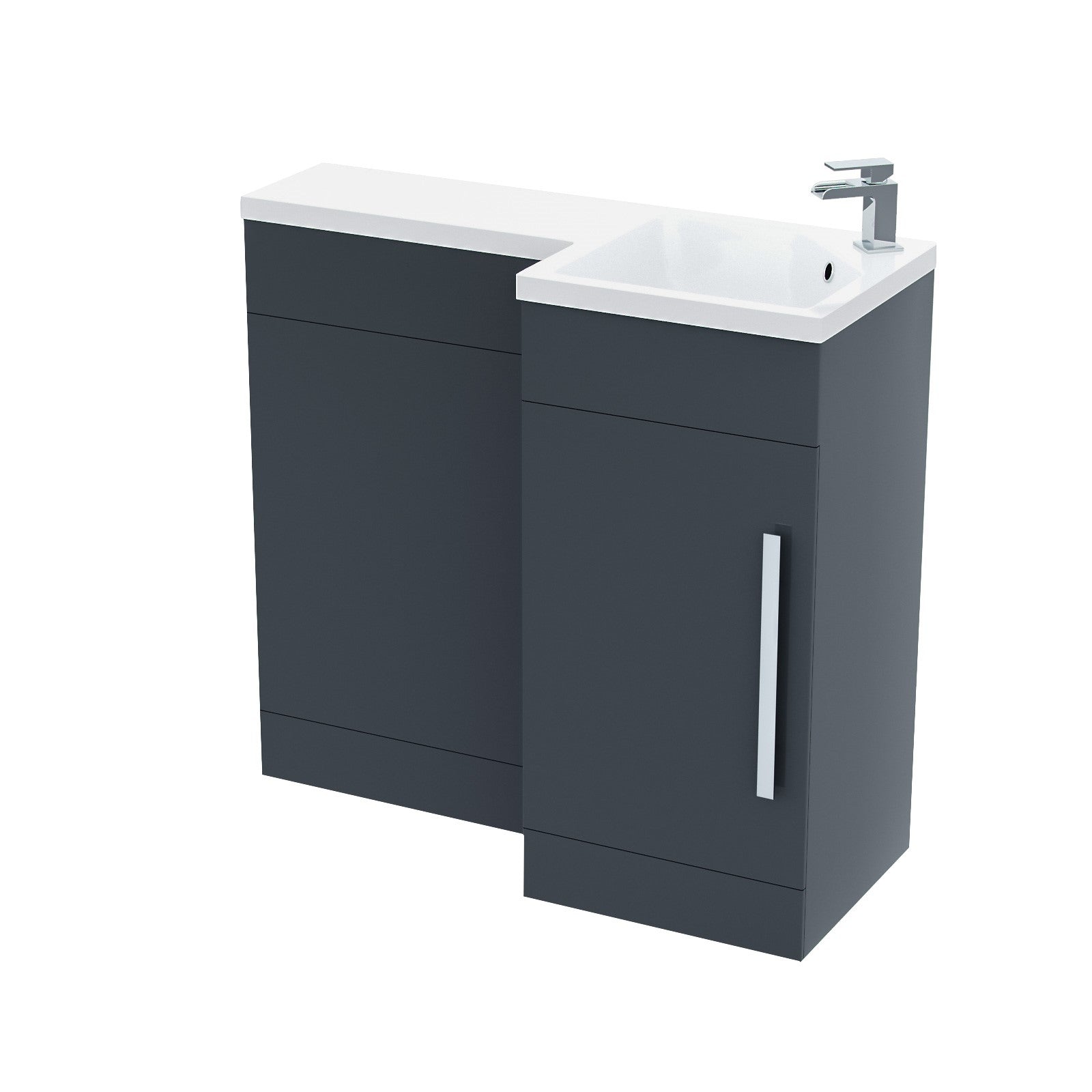 Alaska 900mm L Shape Bathroom Basin Vanity & WC Unit Grey