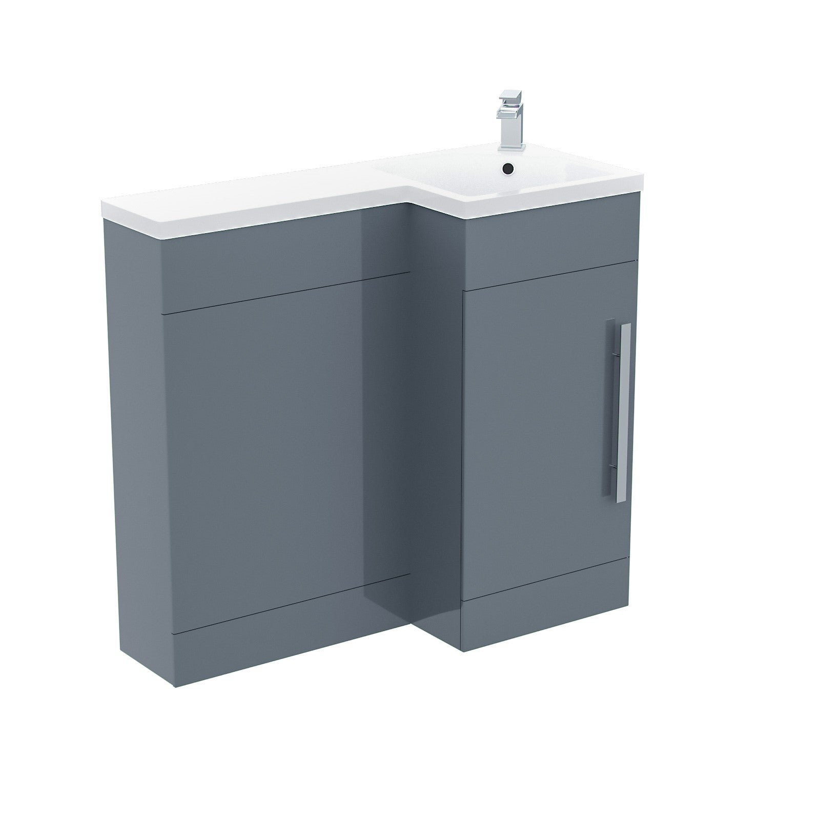 Alaska 900mm L Shape Bathroom Basin Vanity & WC Unit Grey