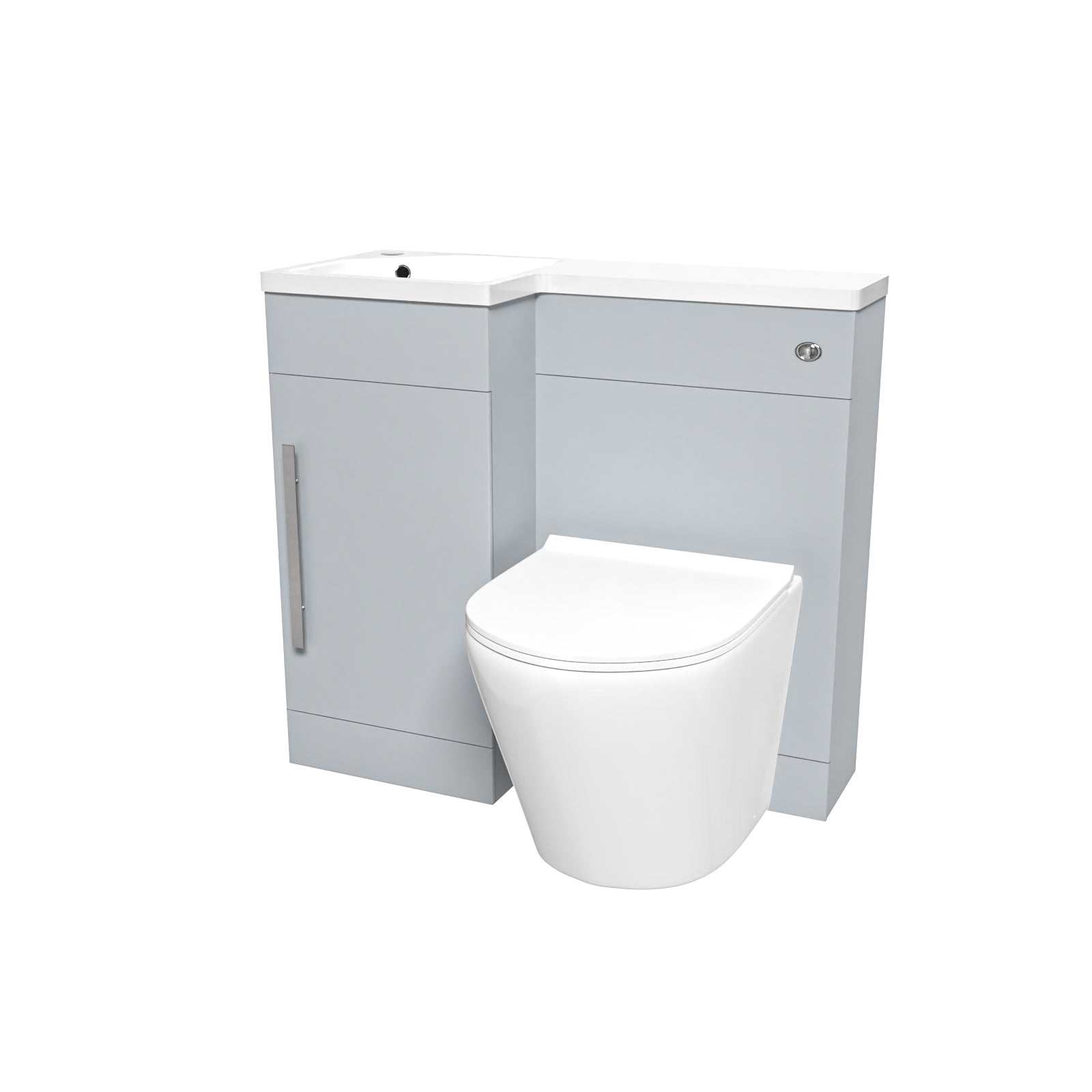 Alaska 900mm Matte Grey L-Shape Left Hand Vanity Unit & Toilet - Flat Pack