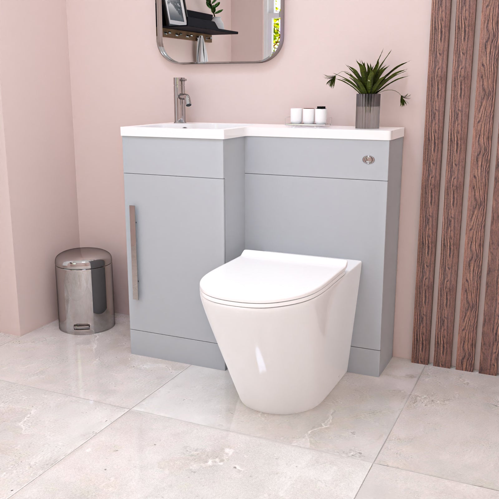 Alaska 900mm Matte Grey Left Hand WC Basin Vanity and Toilet Unit