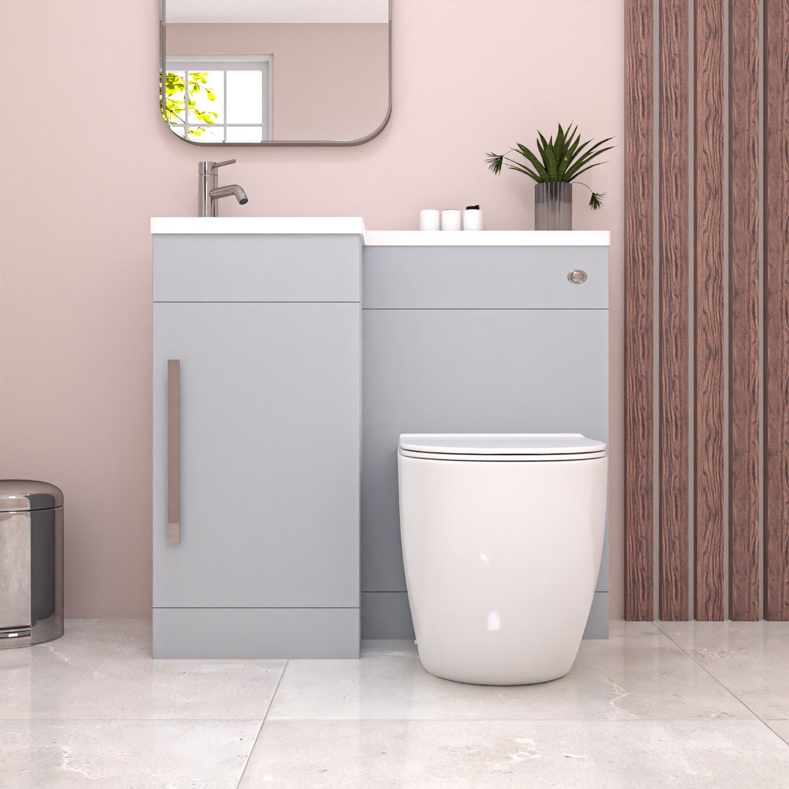 Alaska Matte Grey LH Flat Pack Vanity WC Unit with Resin Basin & BTW Toilet