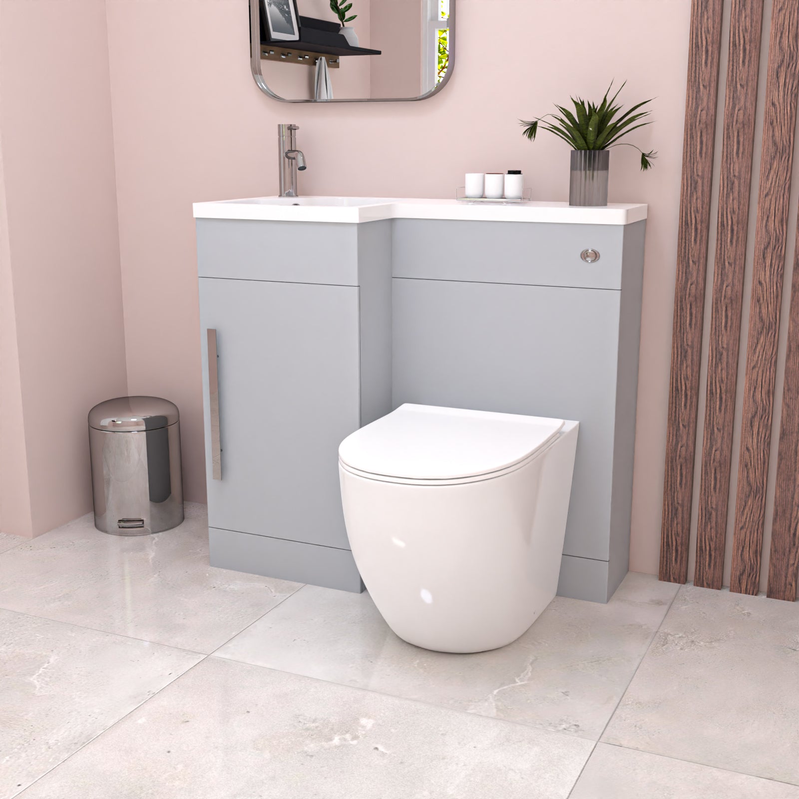 Alaska Matte Grey LH Vanity WC Unit with Resin Basin & BTW Toilet