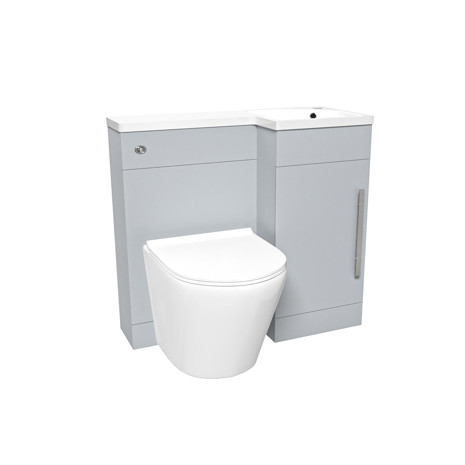 Alaska Matte Grey Flat Pack 900mm L-Shape Right Hand Vanity Unit & Toilet