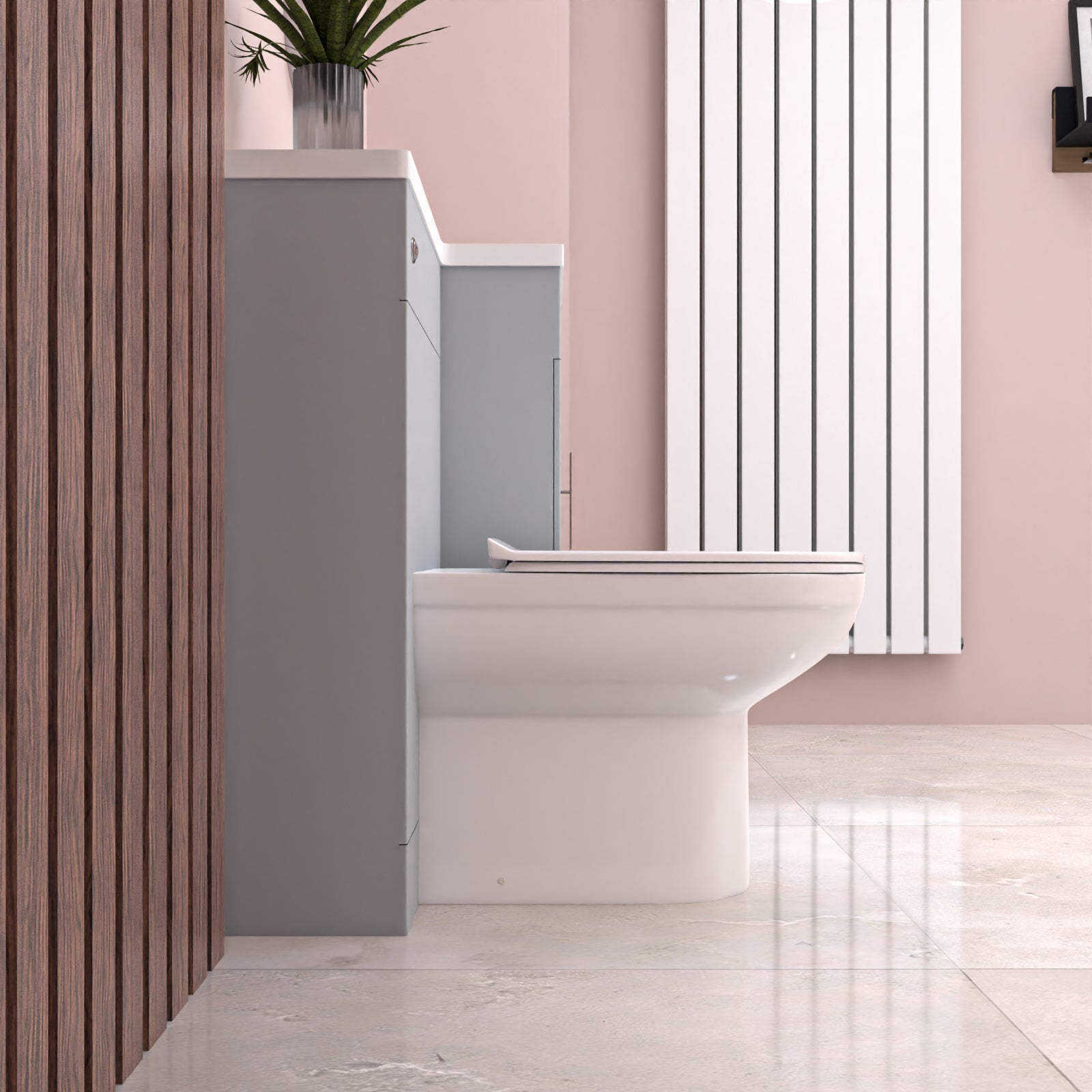 Alaska Matte Grey L Shape Flat Pack RH 900mm Vanity WC Unit & BTW Toilet