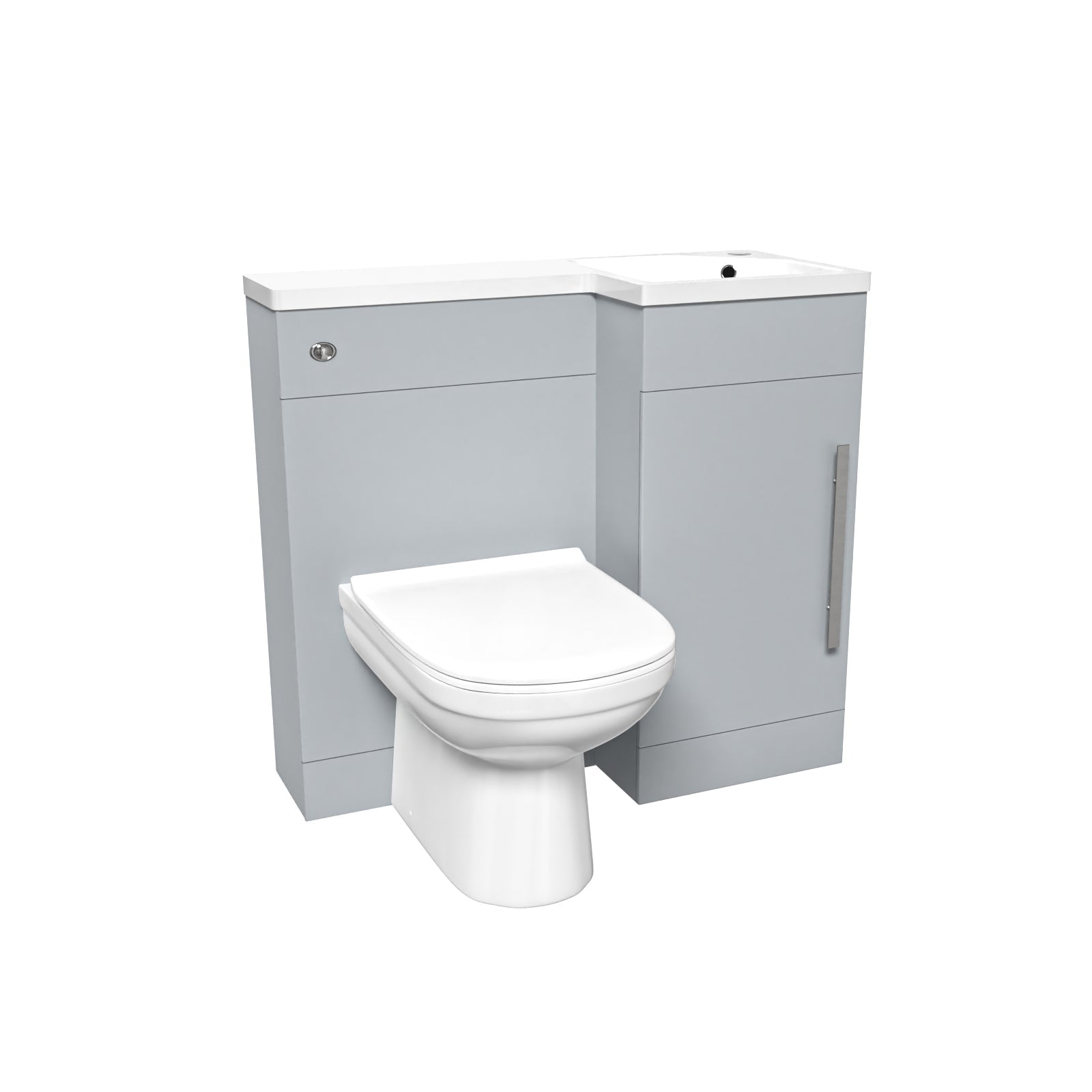 Alaska Matte Grey L Shape Flat Pack RH 900mm Vanity WC Unit & BTW Toilet
