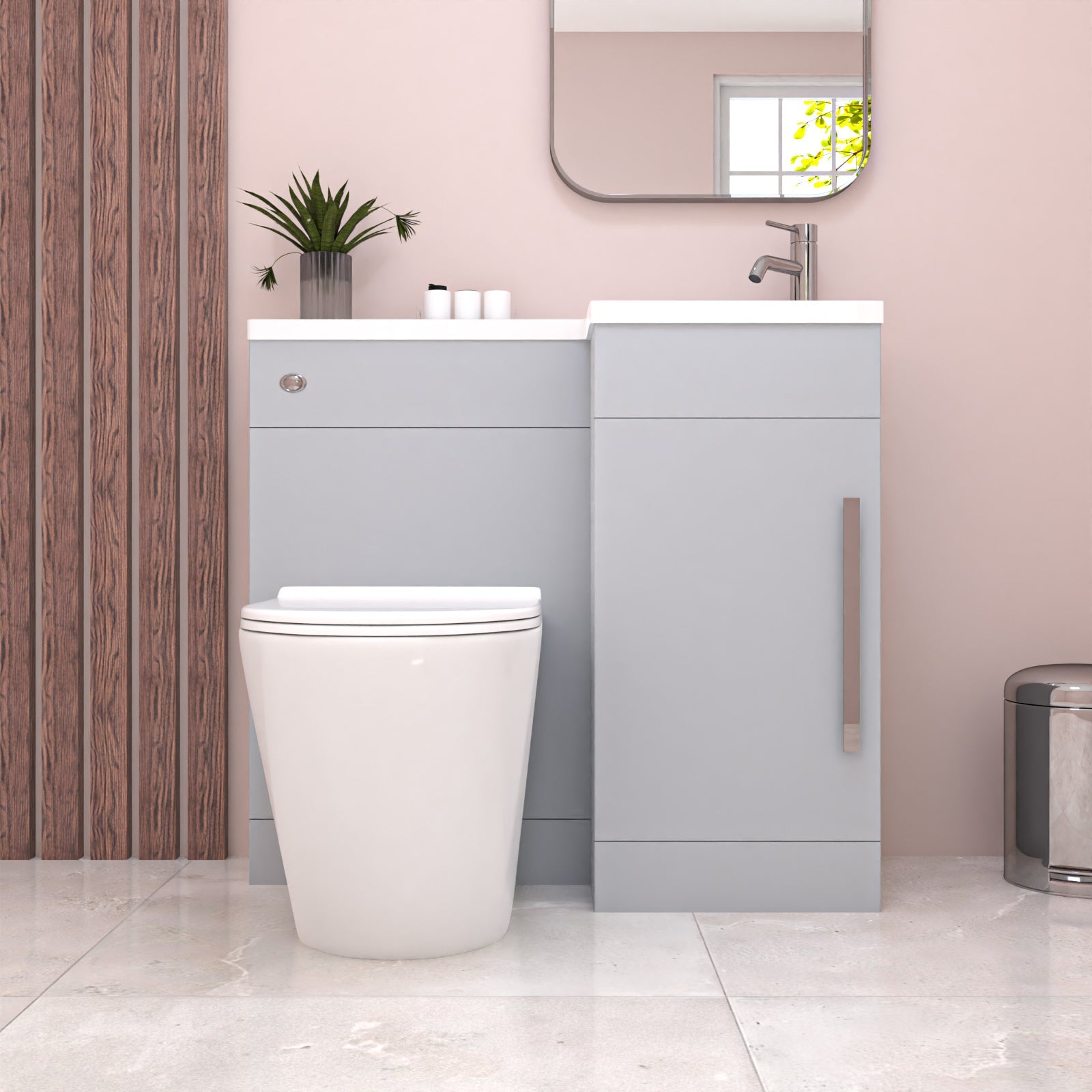 Alaska 900mm Matte Grey Right Hand WC Basin Vanity and Toilet Unit