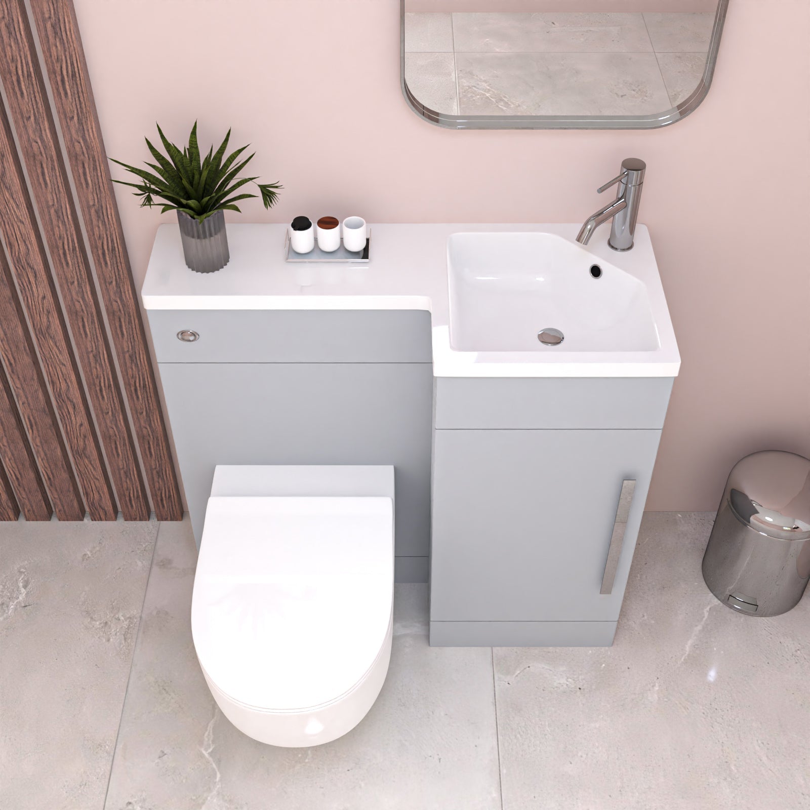Alaska Matte Grey RH Vanity WC Unit with Resin Basin & BTW Toilet