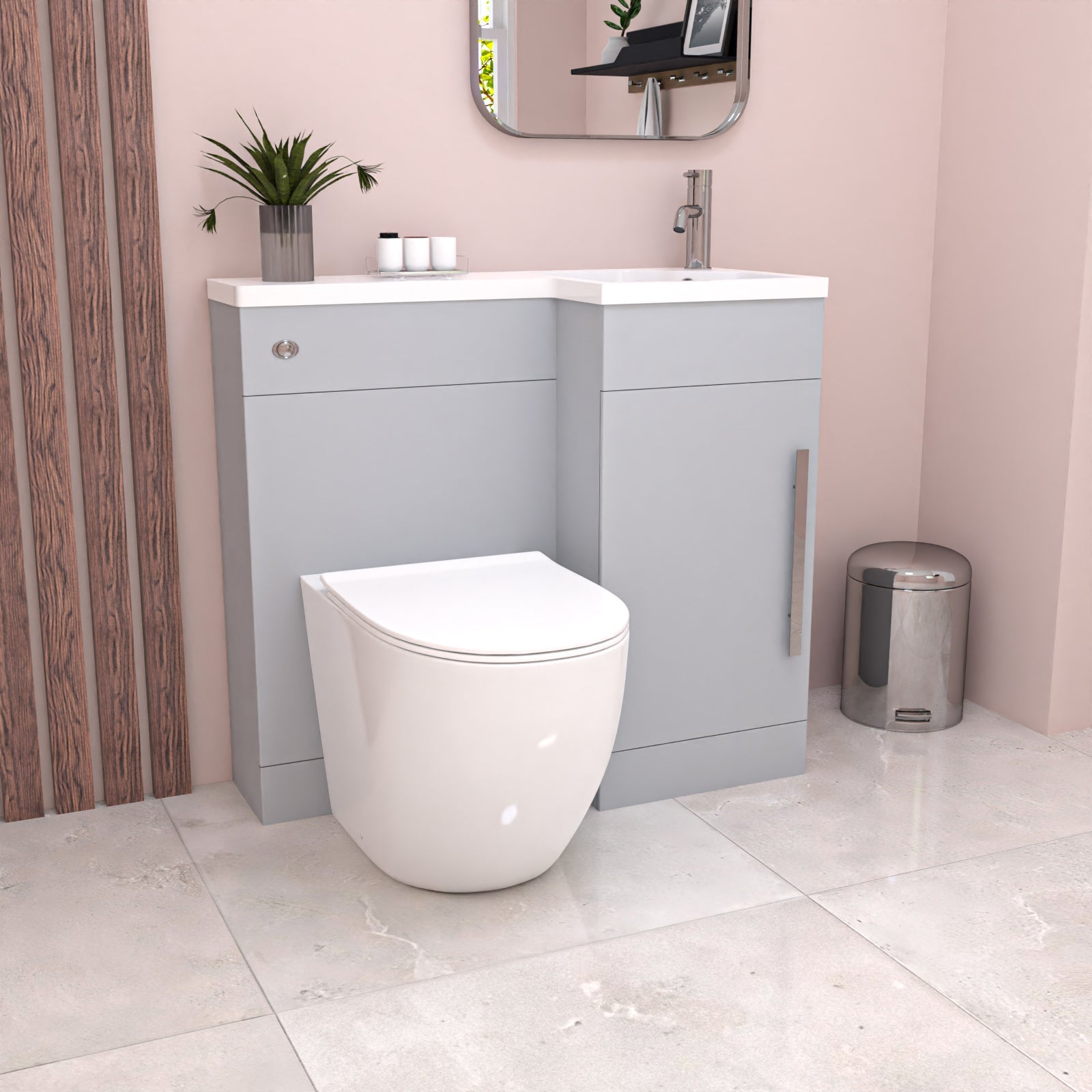 Alaska Matte Grey RH Flat Pack Vanity WC Unit with Resin Basin & BTW Toilet
