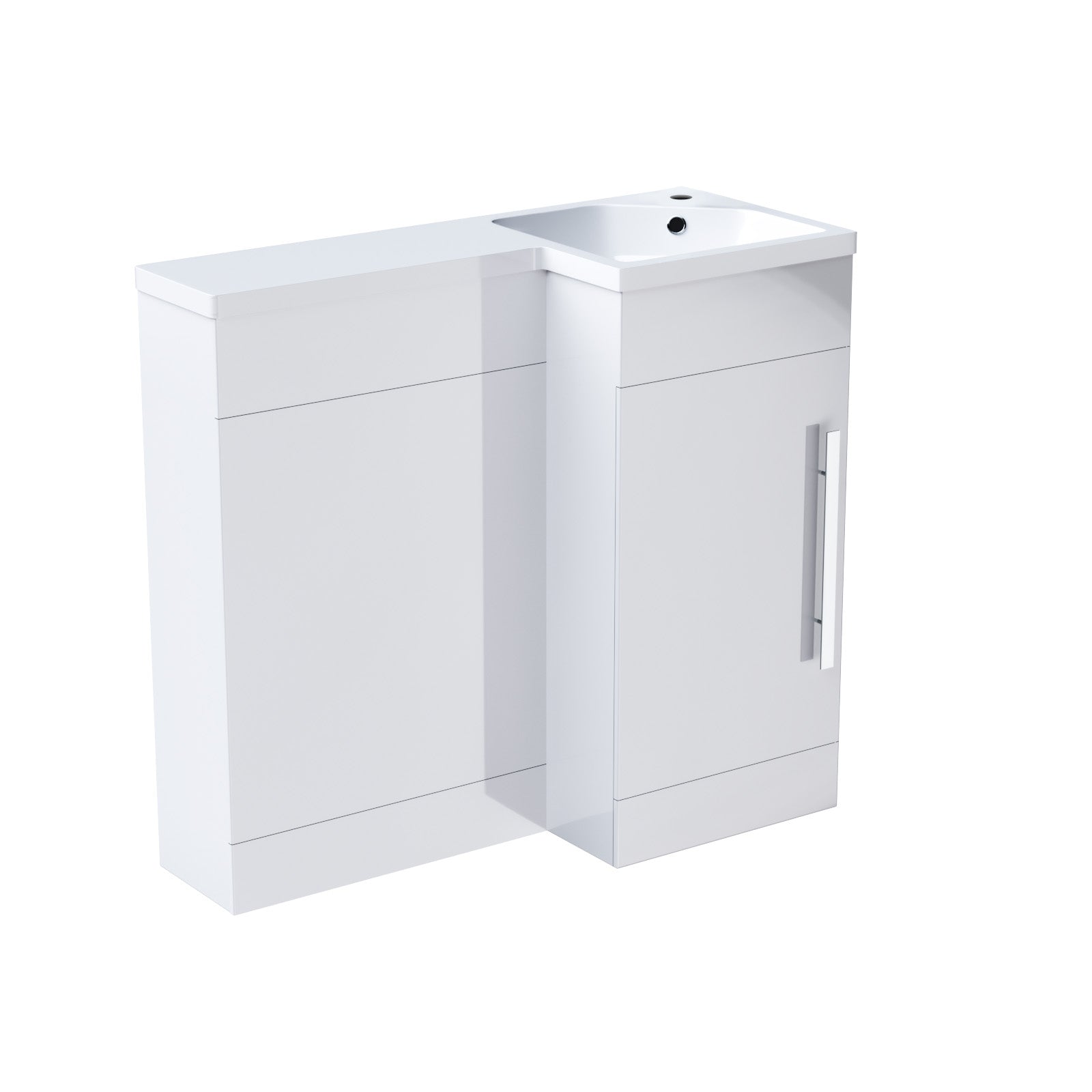 Alaska 900mm L Shape Bathroom Basin Vanity & WC Unit White
