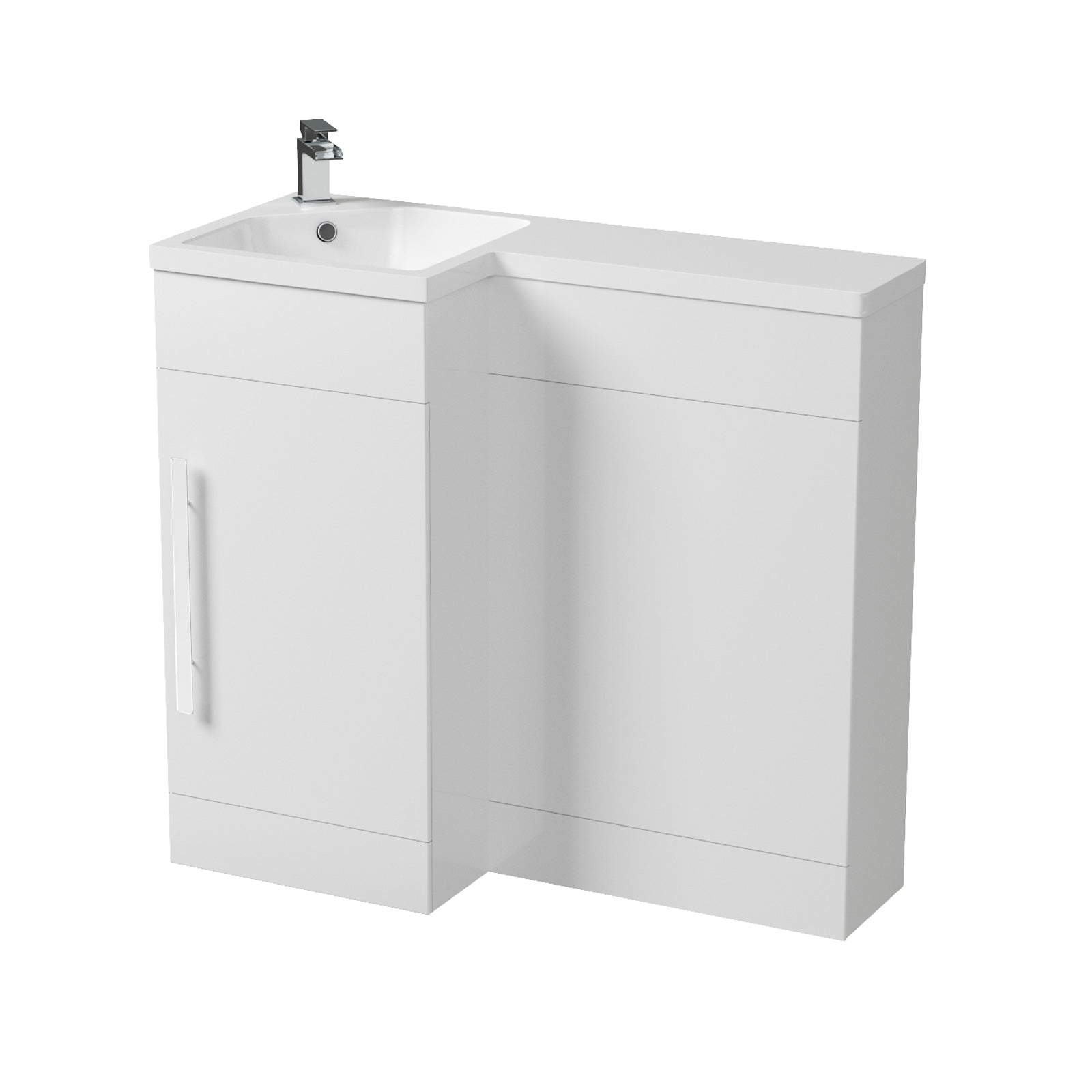 Alaska 900mm White L Shape Left Hand Bathroom Basin Vanity Unit Flat Pack