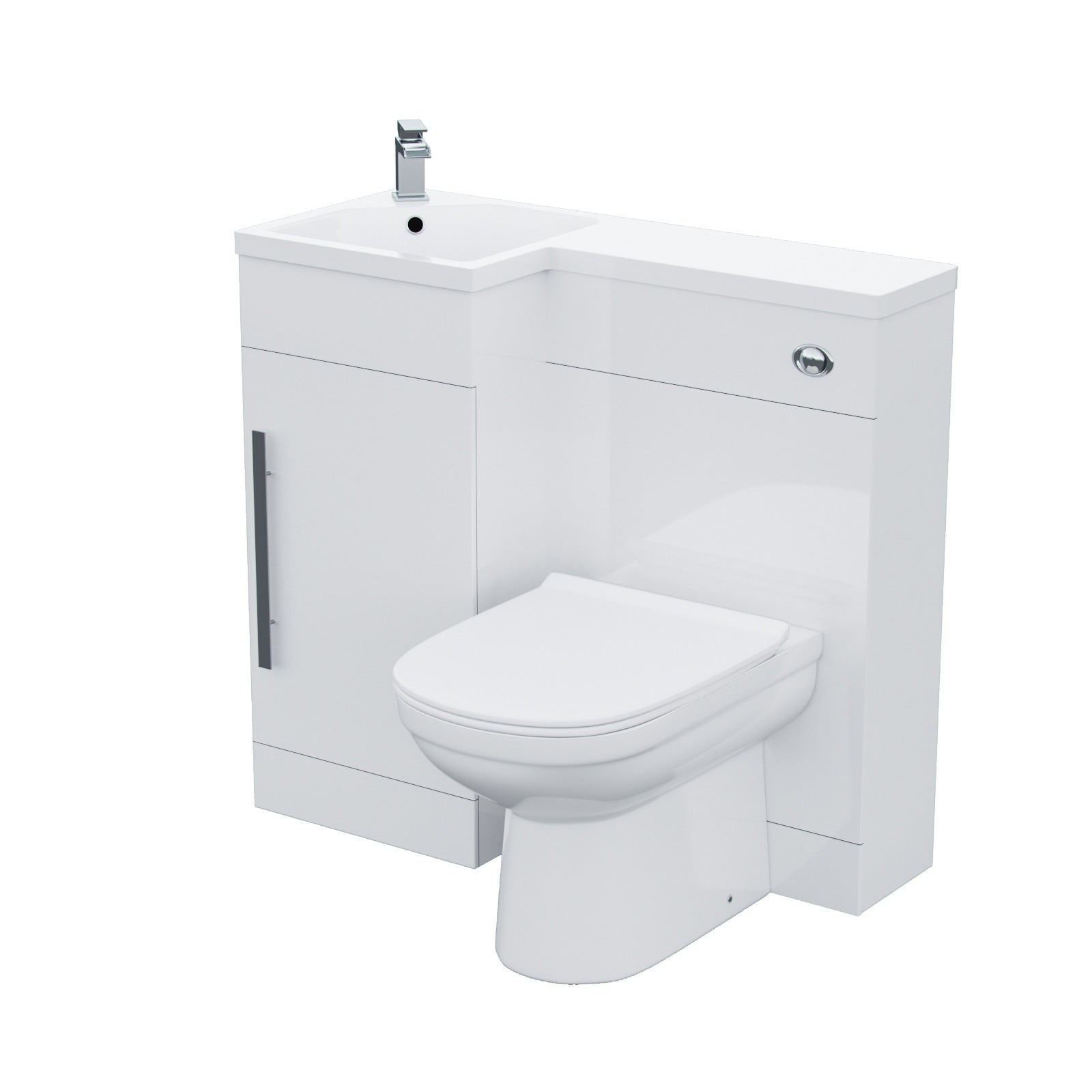 Alaska LH 900mm Vanity Basin Unit, WC Unit & Elso BTW Toilet White Flat Pack
