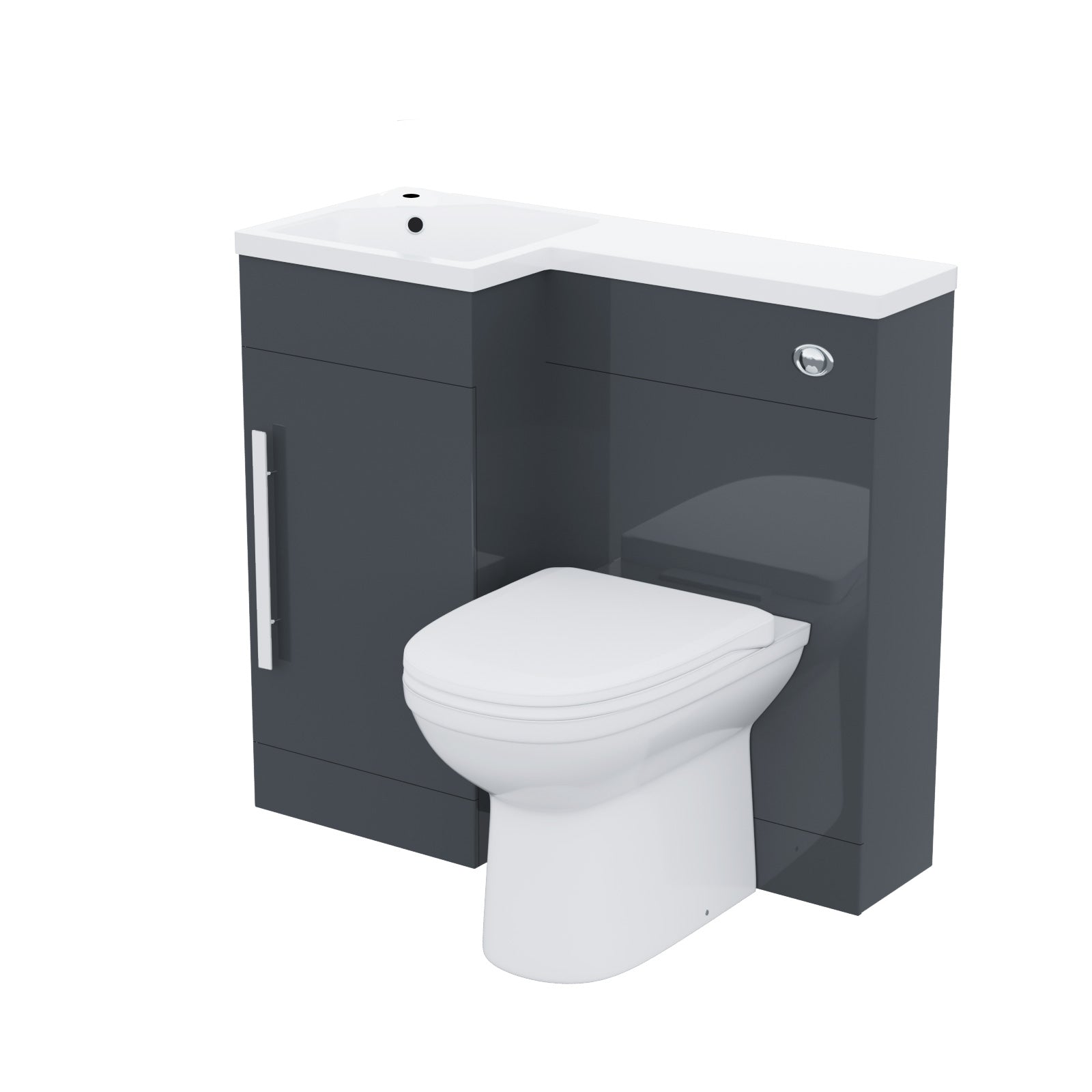 Alaska Flat Pack 900mm Vanity Basin Unit, WC Unit & Welbourne Back to Wall Toilet Grey