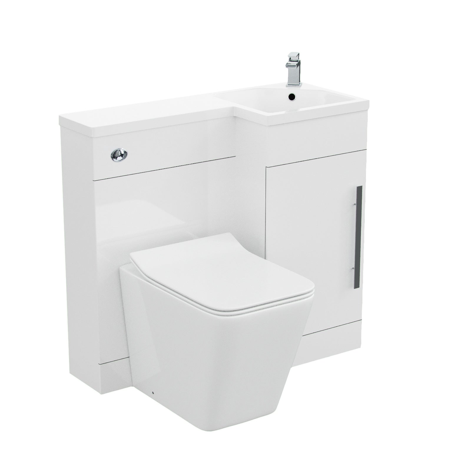 Alaska 900mm Vanity Basin Unit, WC Unit & Elora Back To Wall Toilet White