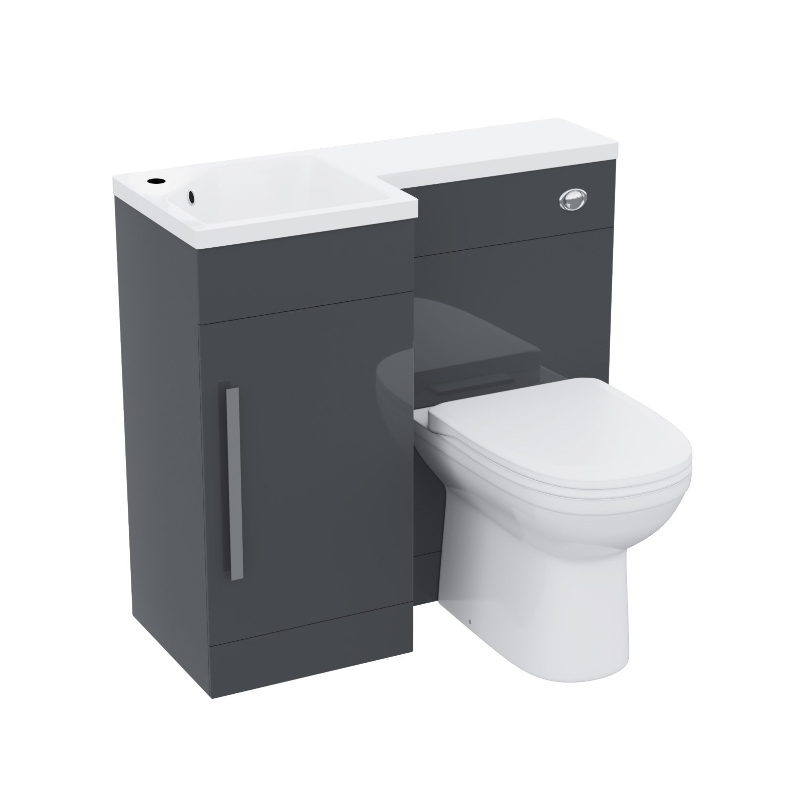 Alaska Flat Pack 900mm Vanity Basin Unit, WC Unit & Welbourne Back to Wall Toilet Grey