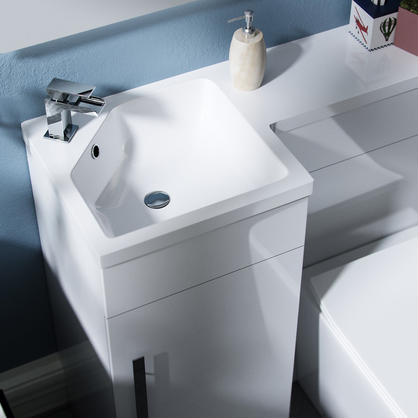 Alaska 900mm Flat Pack Vanity Basin Unit, WC Unit & Ellis UF Back To Wall Toilet White