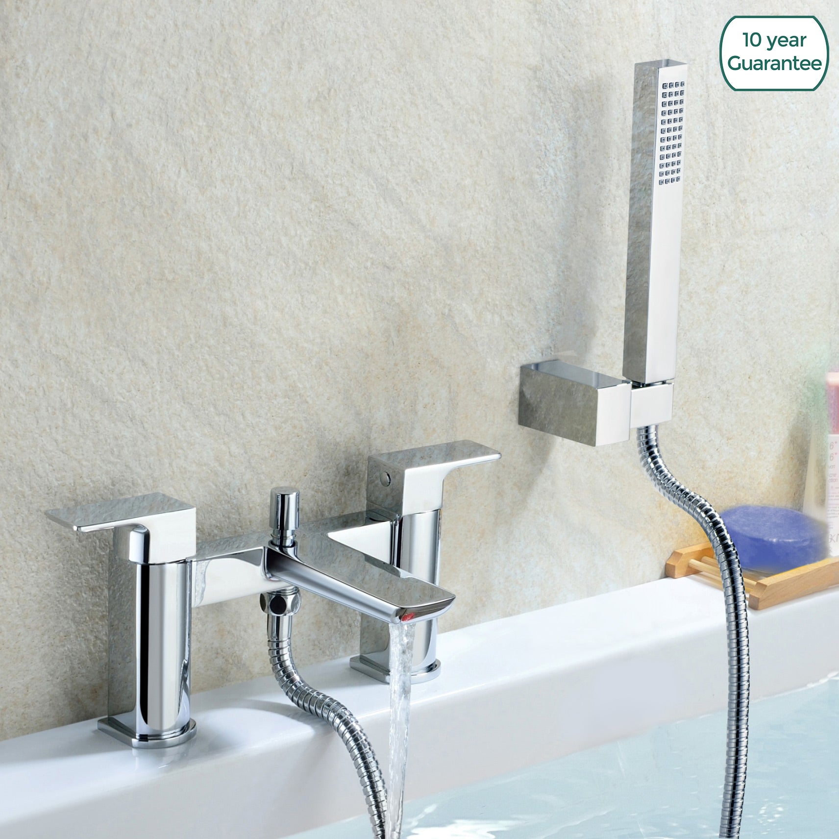 Astra Modern Bridge Deck Mounted Bath Shower Mixer Tap in Chrome