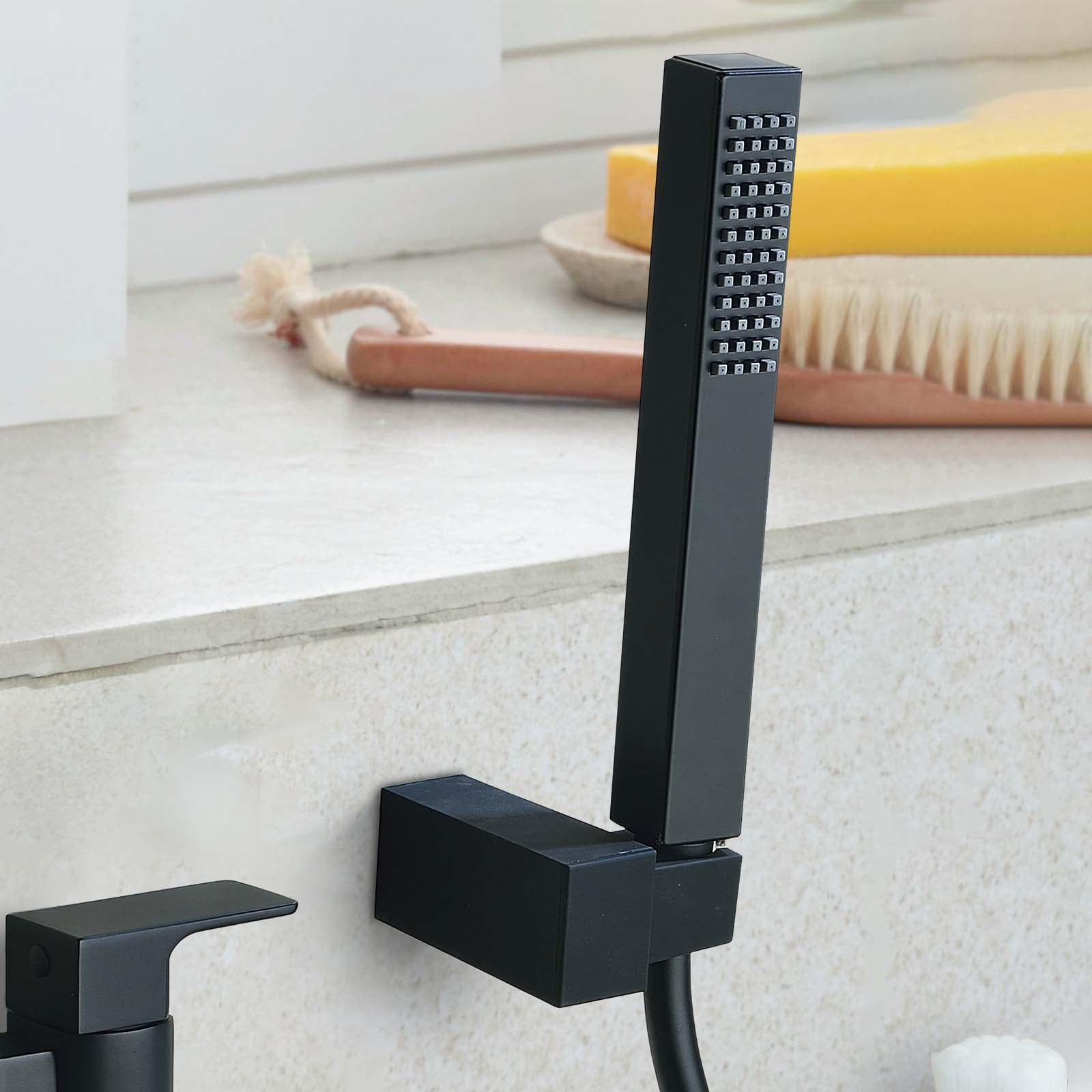 Astra Modern Matte Black Bath Shower Mixer Tap With Pencil Handset Kit