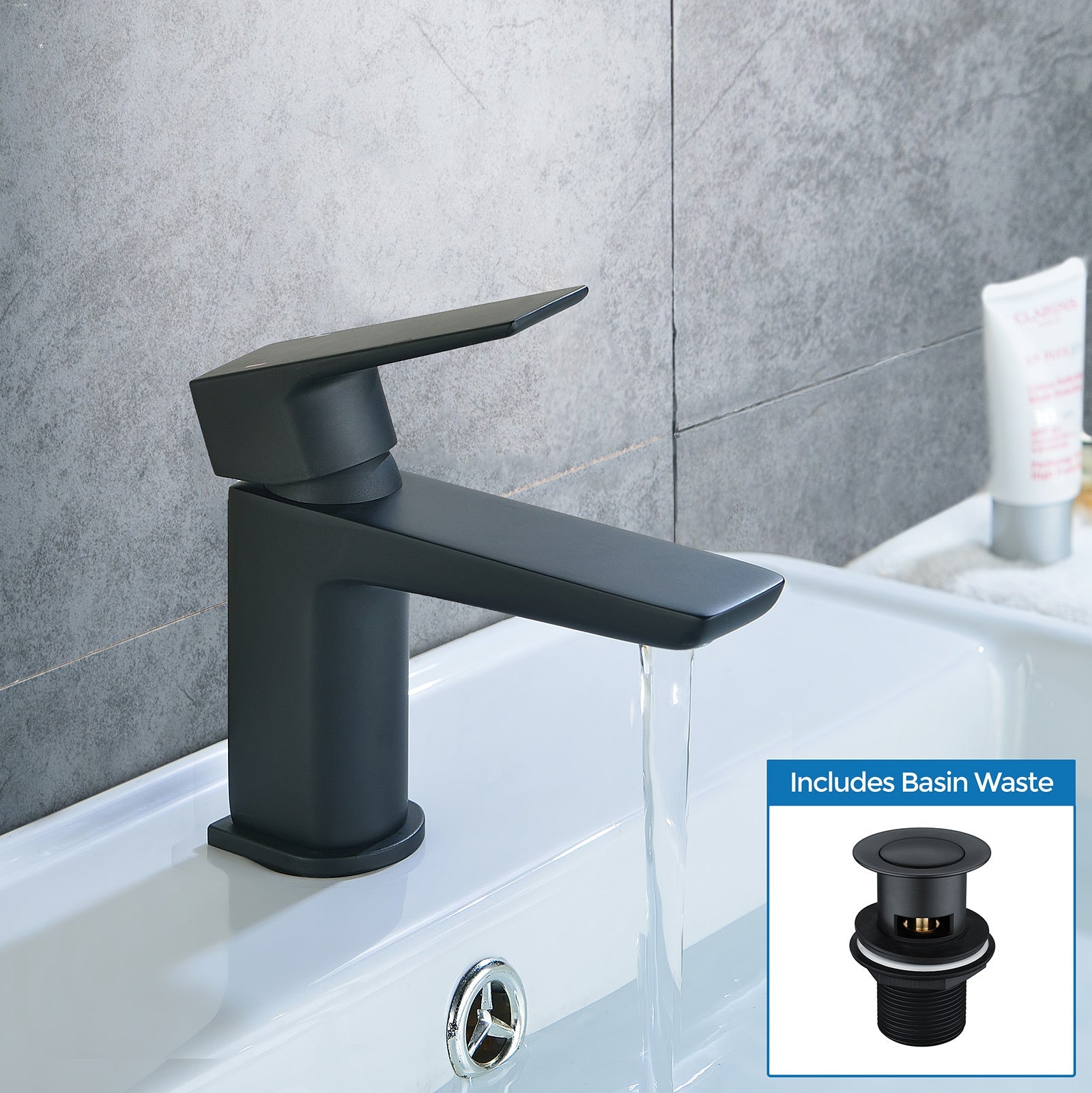 Astra Modern Matte Black Cloakroom Basin Single Lever Tap