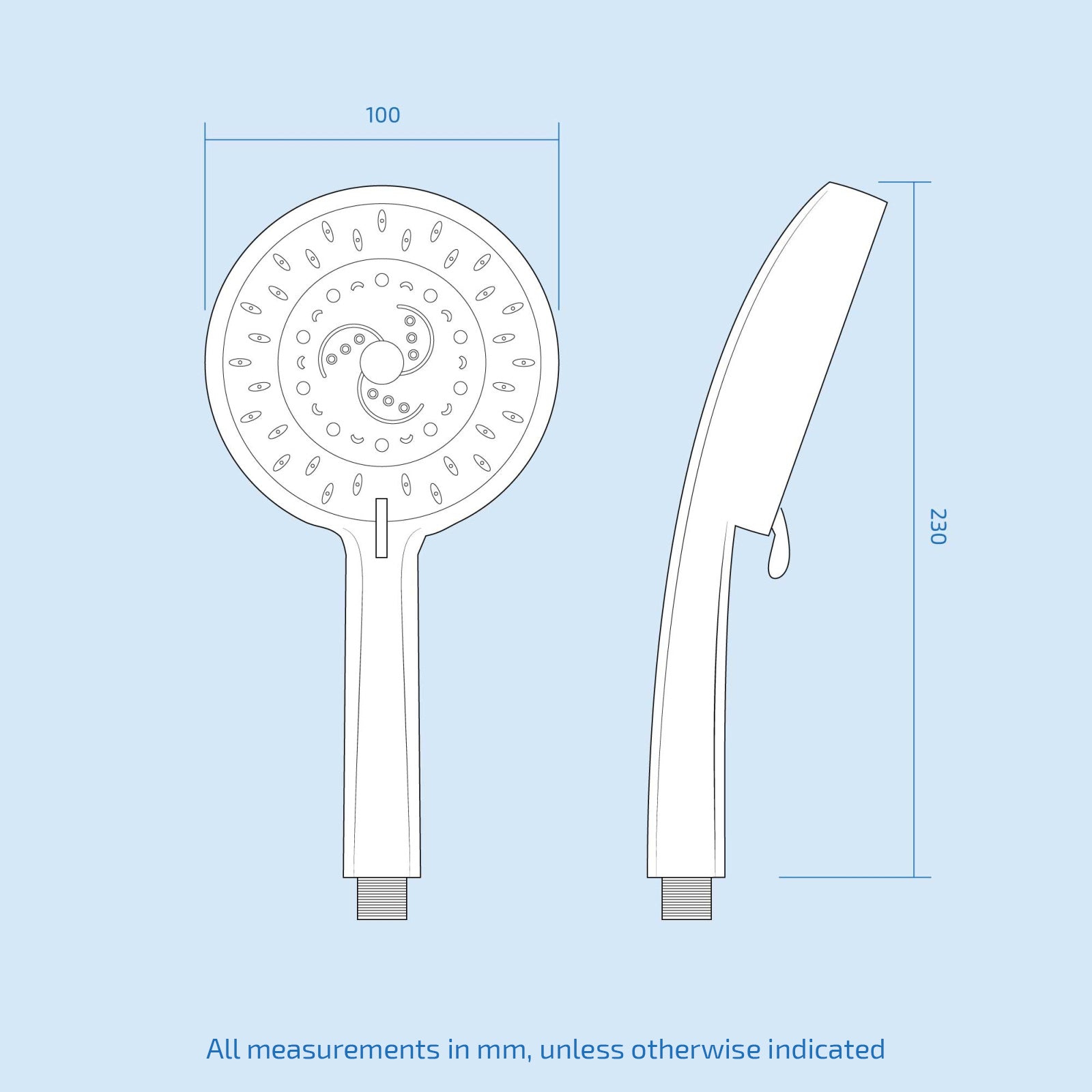 Bathroom Shower Handset 5 Mode Chrome Finish Round Design
