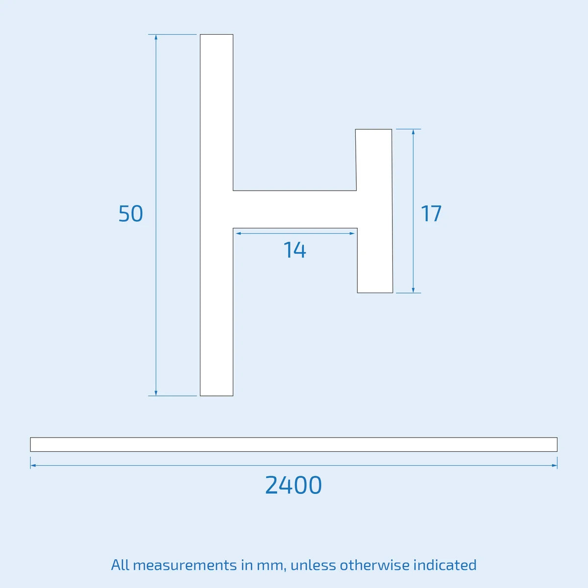 Cladding H Joint Trim 2400mm x 10mm - Black