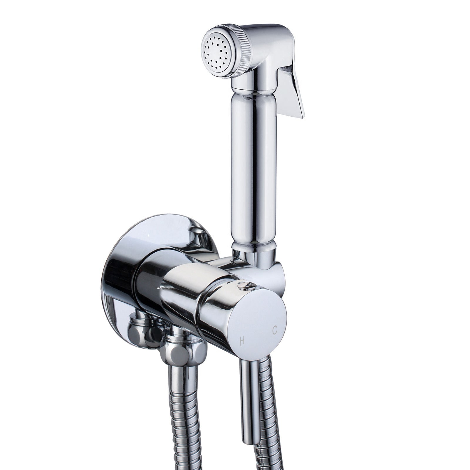 Round Shower Spray Kit With Shut Off Valve + Hose