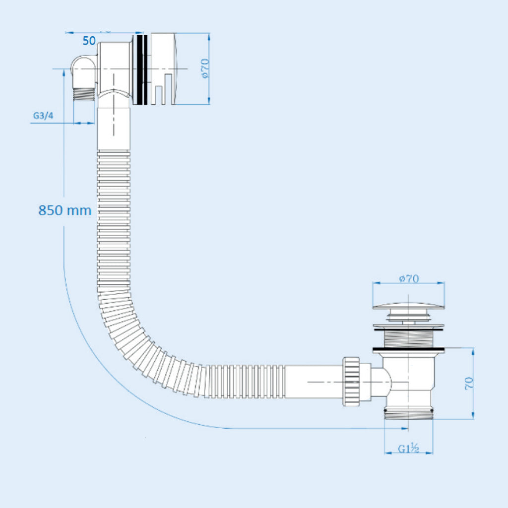 Modern Brushed Brass Waterfall Bath Filler with Pop Up Waste and Overflow