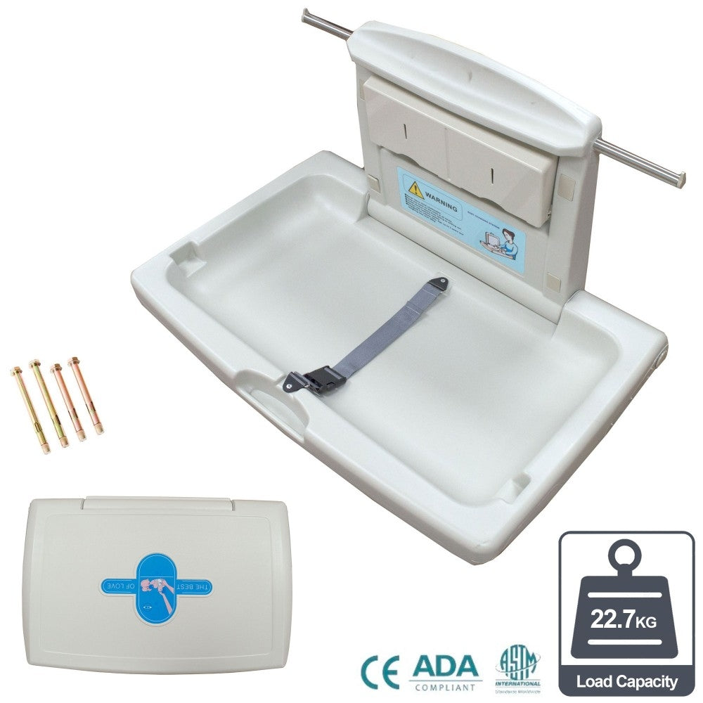 Wall Mounted Baby Changing Station Folding Commercial Washroom Horizontal Table